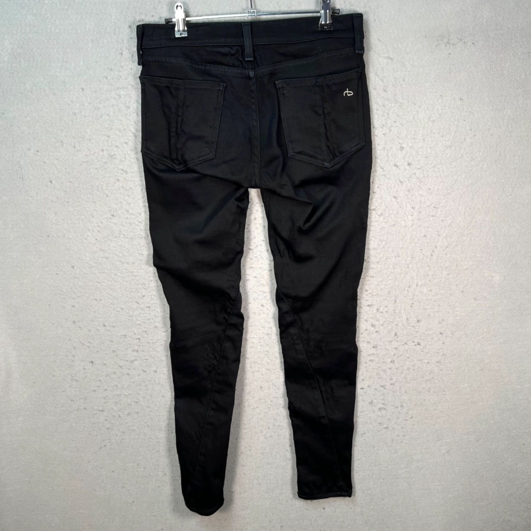 Rag & Bone rag & bone Womens Skinny Moto Jeans Black Leather Accent 28 Rag & Bone Jeans Slim 5-Pocket Denim Womens 28 Black Leather Accent Size 28" / US 6 / IT 42 - 2 Thumbnail