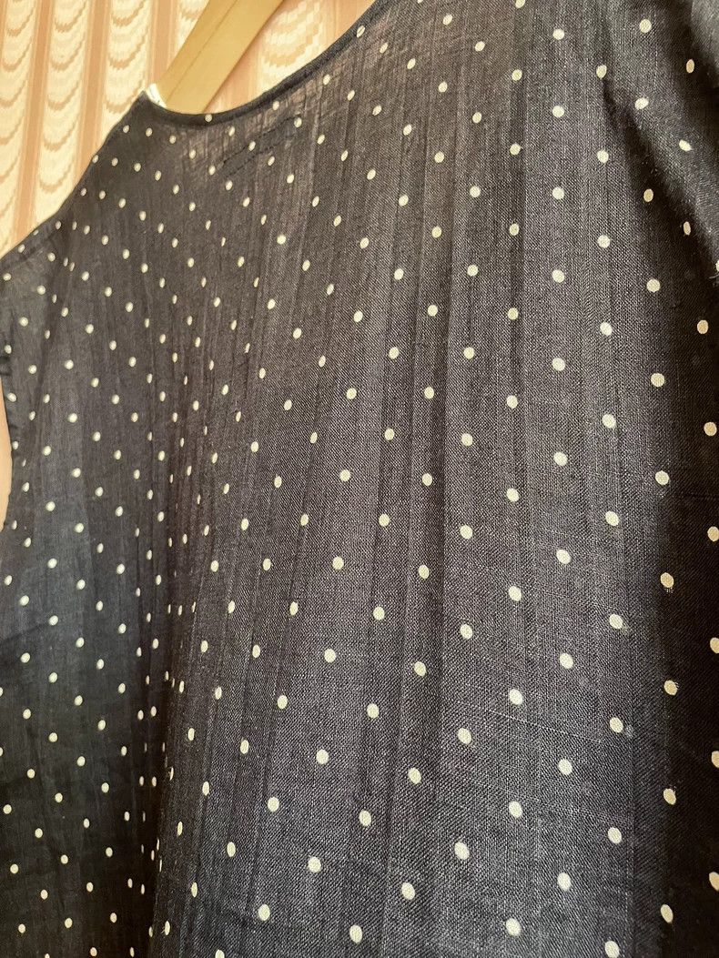 Y's Y's size os 70s Hemp Label Black Polka-dot Water Jade Linen Size US M / EU 48-50 / 2 - 6 Thumbnail