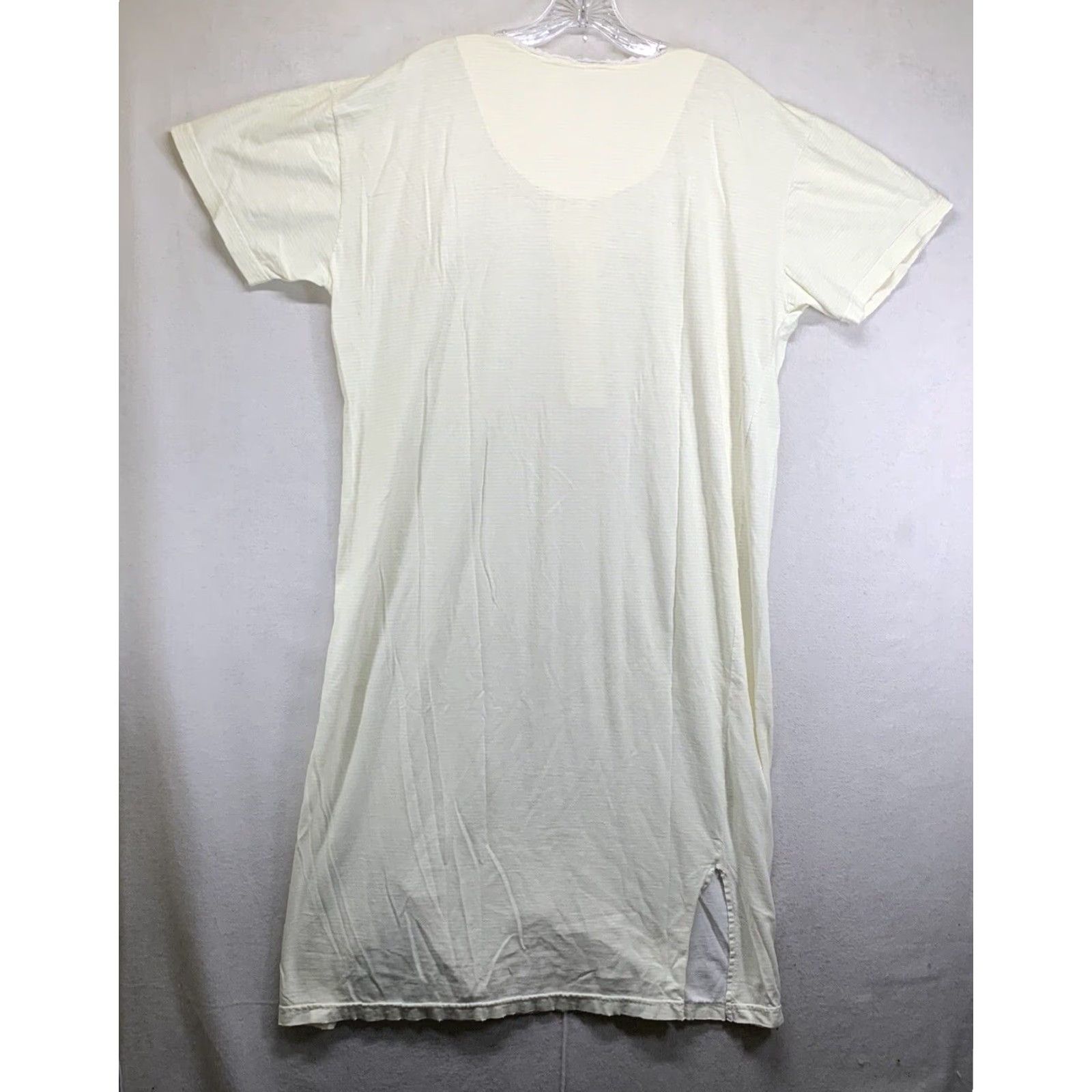 Basic Editions VINTAGE Basic Editions Women's Shirt Dress Midi Summer Casual Embroidered Flower Cotton M Yellow & White Size M / US 6-8 / IT 42-44 - 2 Thumbnail