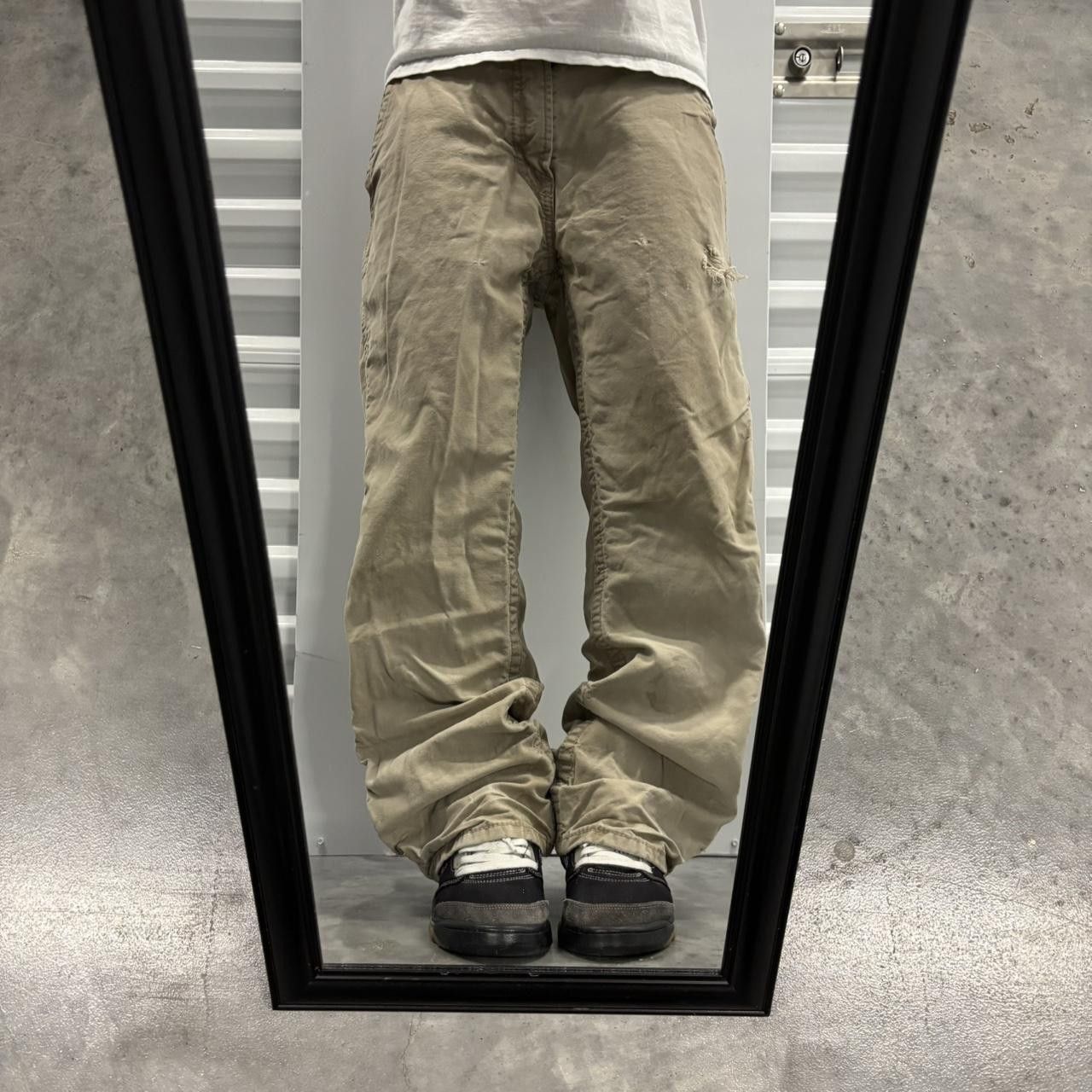 Japanese Brand × Vintage Crazy Vintage Y2K/2000s Khaki Tan Streetwear Workwear Carpenter Pants! Size US 34 / EU 50 - 1 Thumbnail