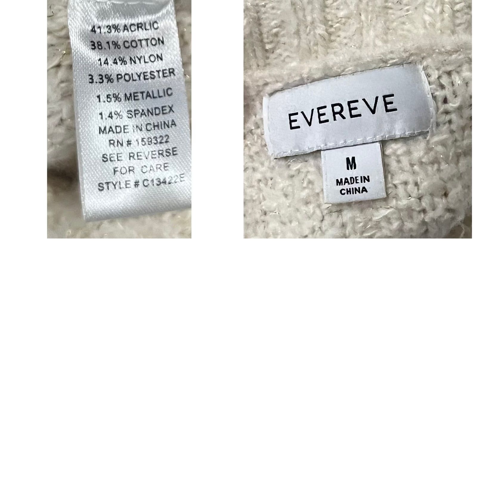 Vintage EVEREVE Sweater Ashlynn Strong Shoulder Winter White Ivory Metallic Shimmer Sz M Shirt Womens Crew? Size M / US 6-8 / IT 42-44 - 9 Thumbnail
