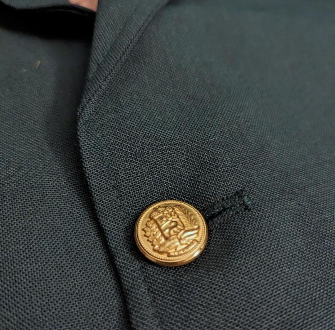 Vintage Royal Green Blazer with Gold Buttons Size 44R - 3 Thumbnail