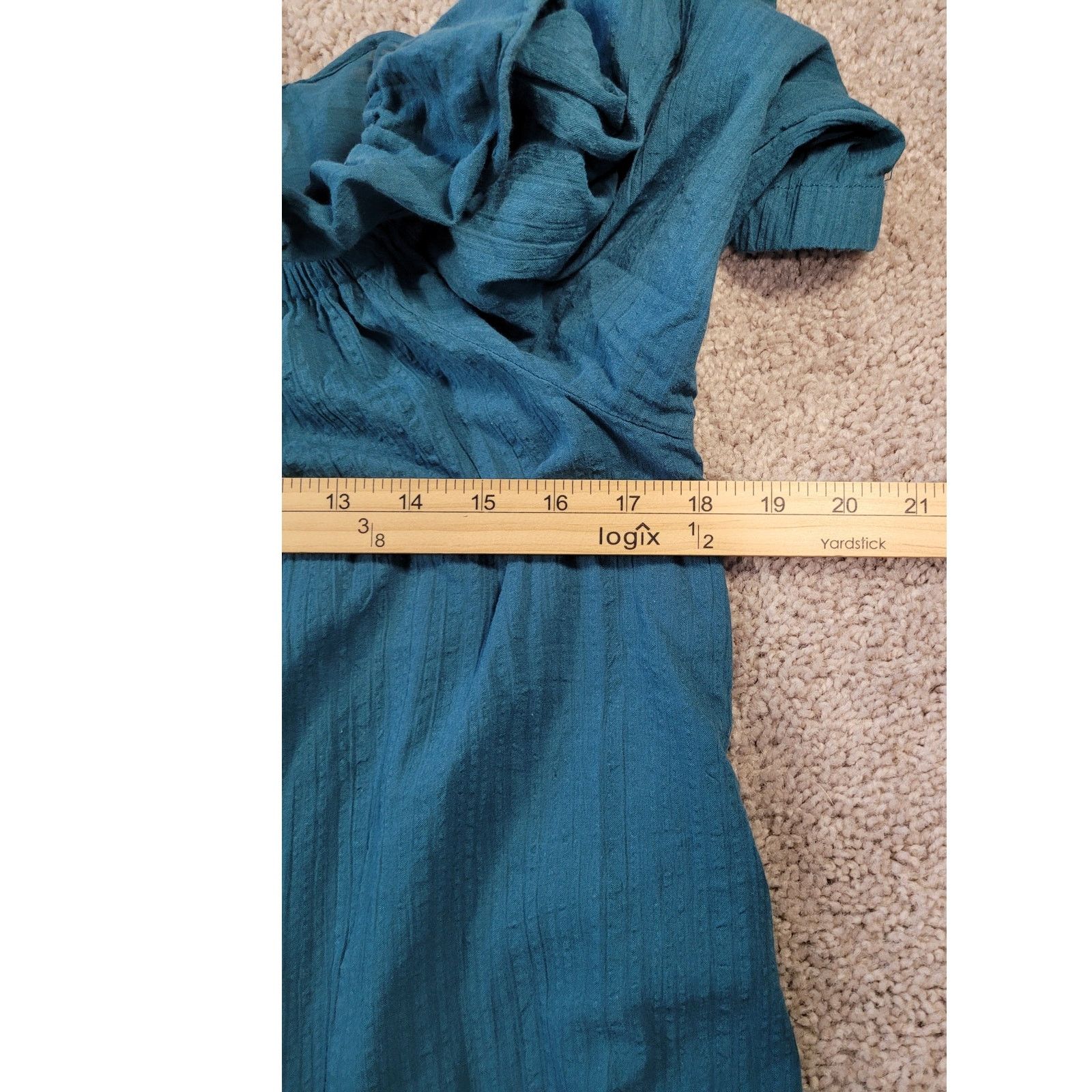 Anthropologie Ruffle Off-Shoulder Gauze Midi Dress XS Green