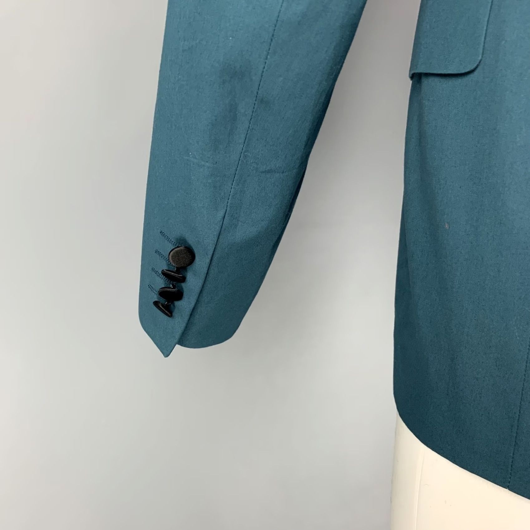 Lanvin LANVIN Sport Coat Size 36 Teal Black Tweed Cotton Peak Lapel Mens Size US XXS / EU 40 - 4 Thumbnail