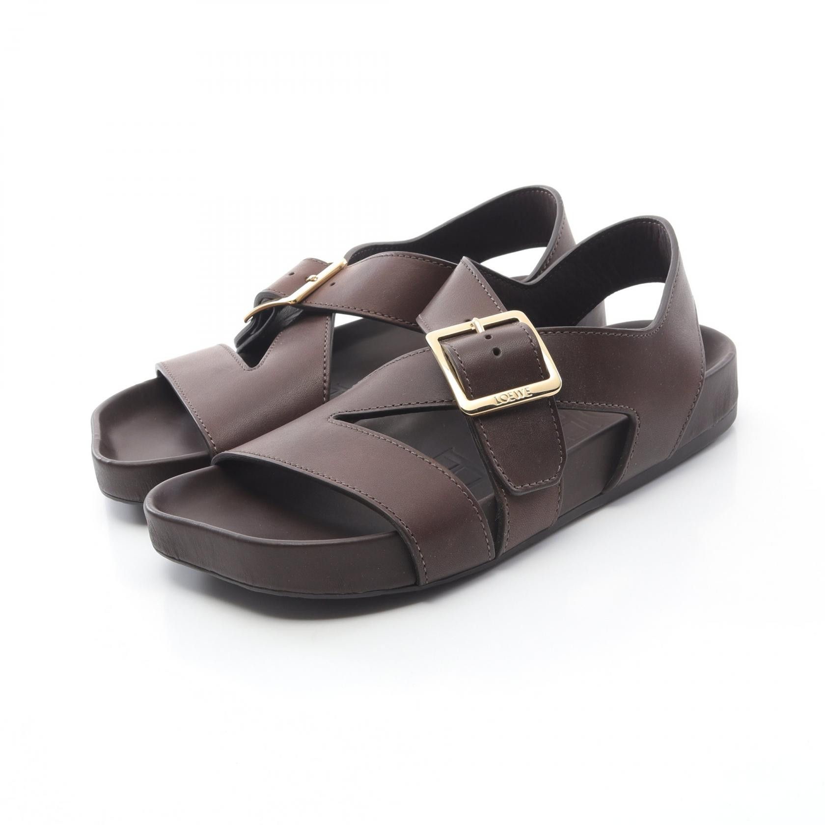 Loewe Loewe Ease Buckle Leather Sandals Leather Shoes Mlss465X01311046 in Brown, Men's