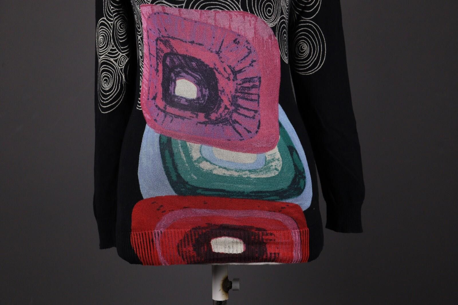 Designer Desigual Black Boat Neck Geometric Print Sweater Size S Size S / US 4 / IT 40 - 3 Thumbnail