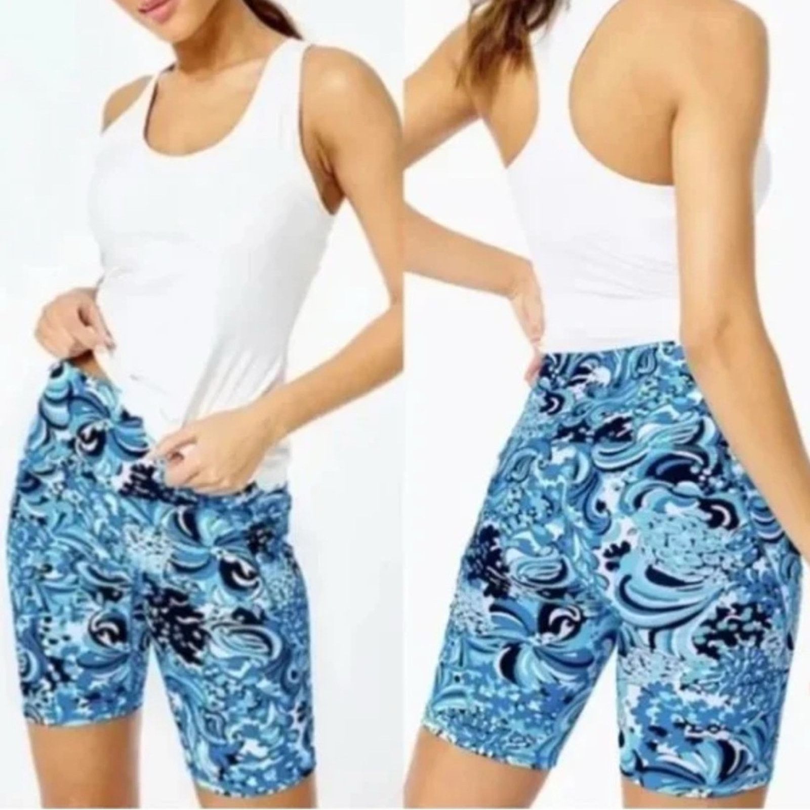Lilly Pulitzer Lilly Pulitzer Luxletic South Beach Bike Shorts in Mermazing Size 26" / US 2 / IT 38 - 3 Thumbnail
