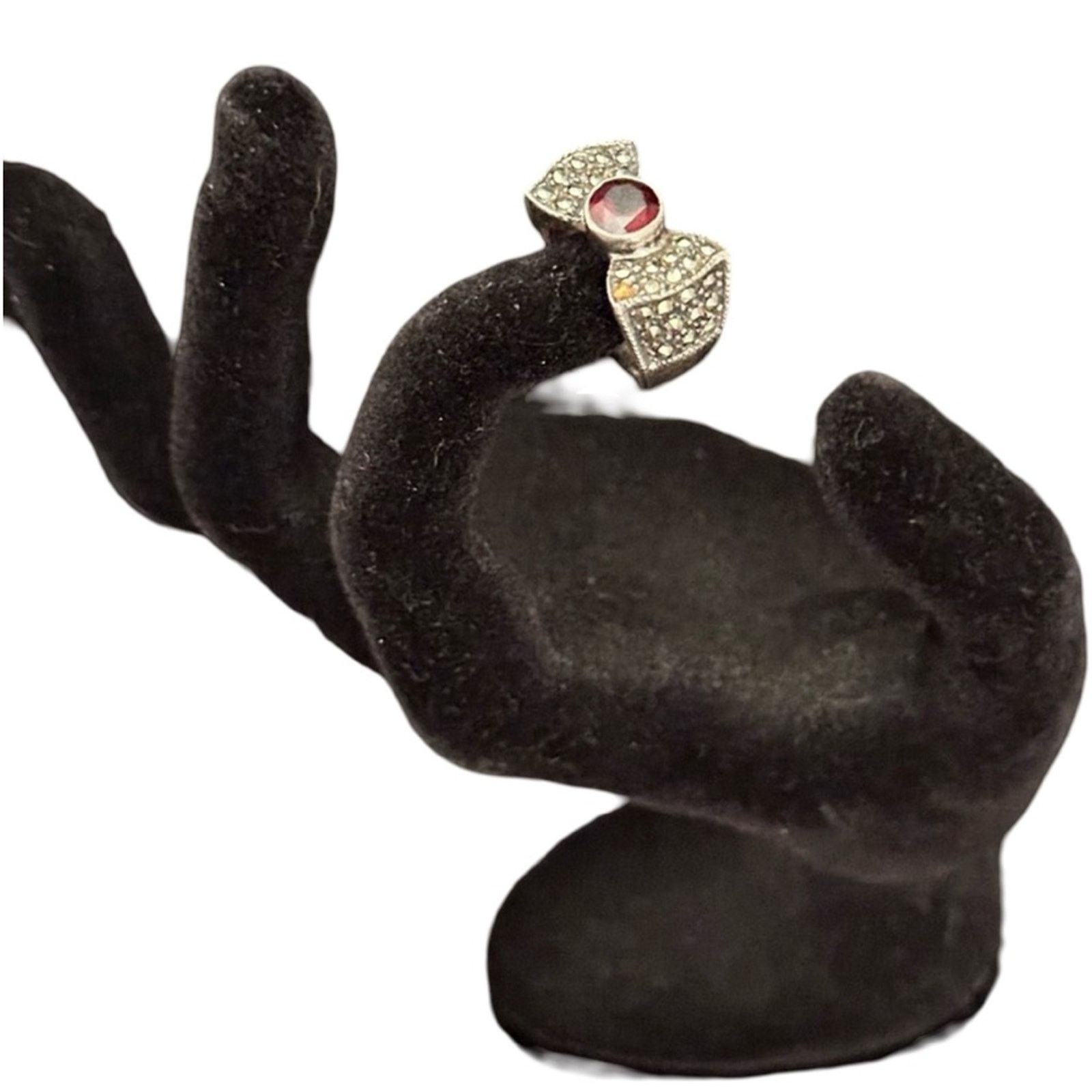 Other Vintage Ruby And Marcasite Bow Tie Ring Size ONE SIZE - 1 Thumbnail