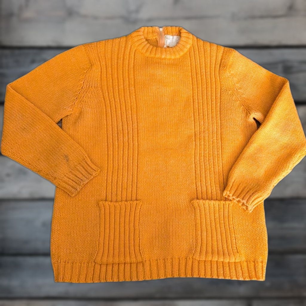 Vintage VINTAGE Cardigan Sweater Wool Blend Women L Front Pockets Hand Loomed Orange 90s 80s Classic Womens Holiday Knit Sweater with Zipper Back Pocket(s) Size L / US 10 / IT 46 - 1 Thumbnail