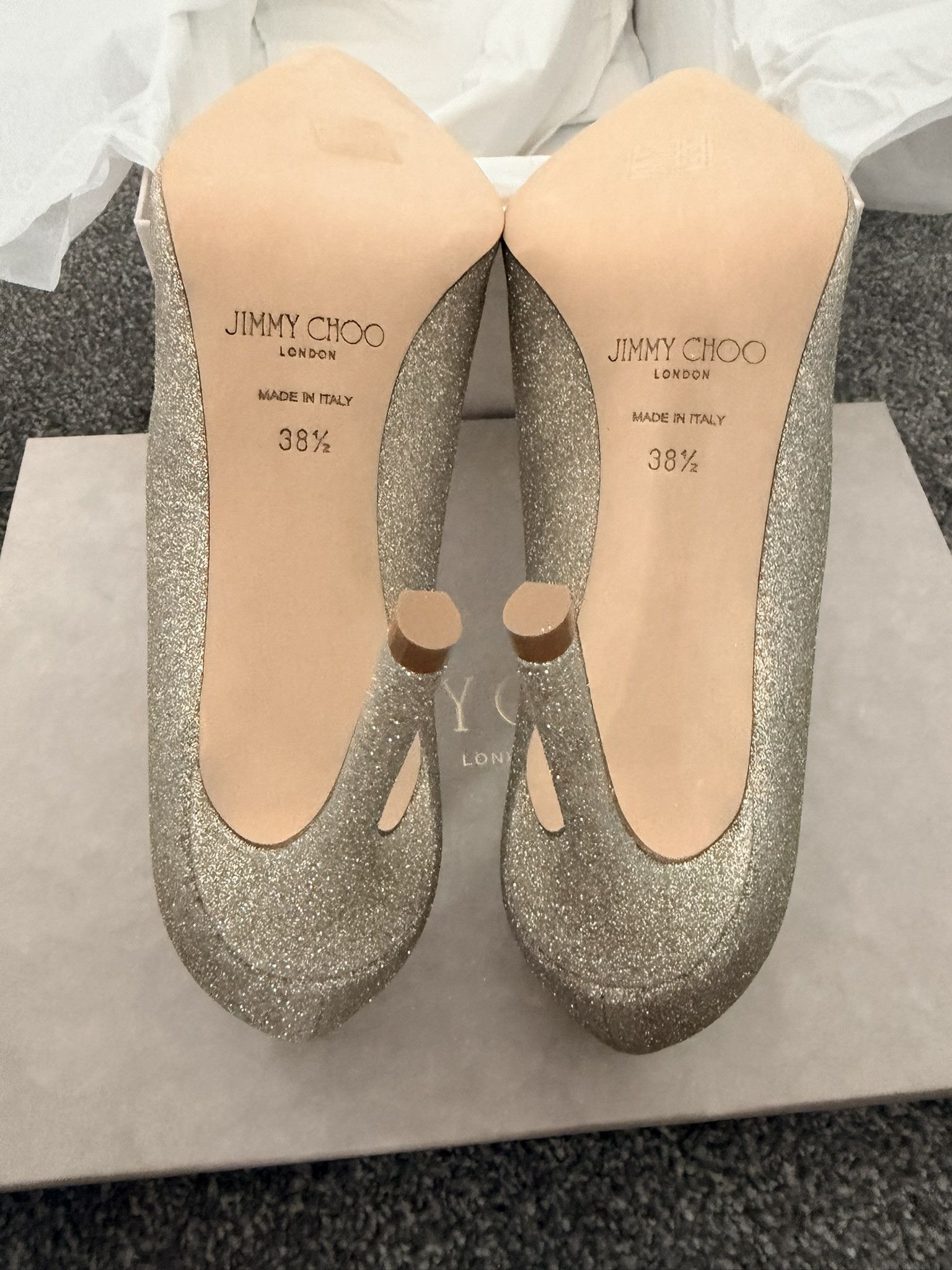 Jimmy Choo JIMMY CHOO Romy 85mm Platinum Ice Glittered Pumps New Size US 8.5 / IT 38.5 - 6 Thumbnail