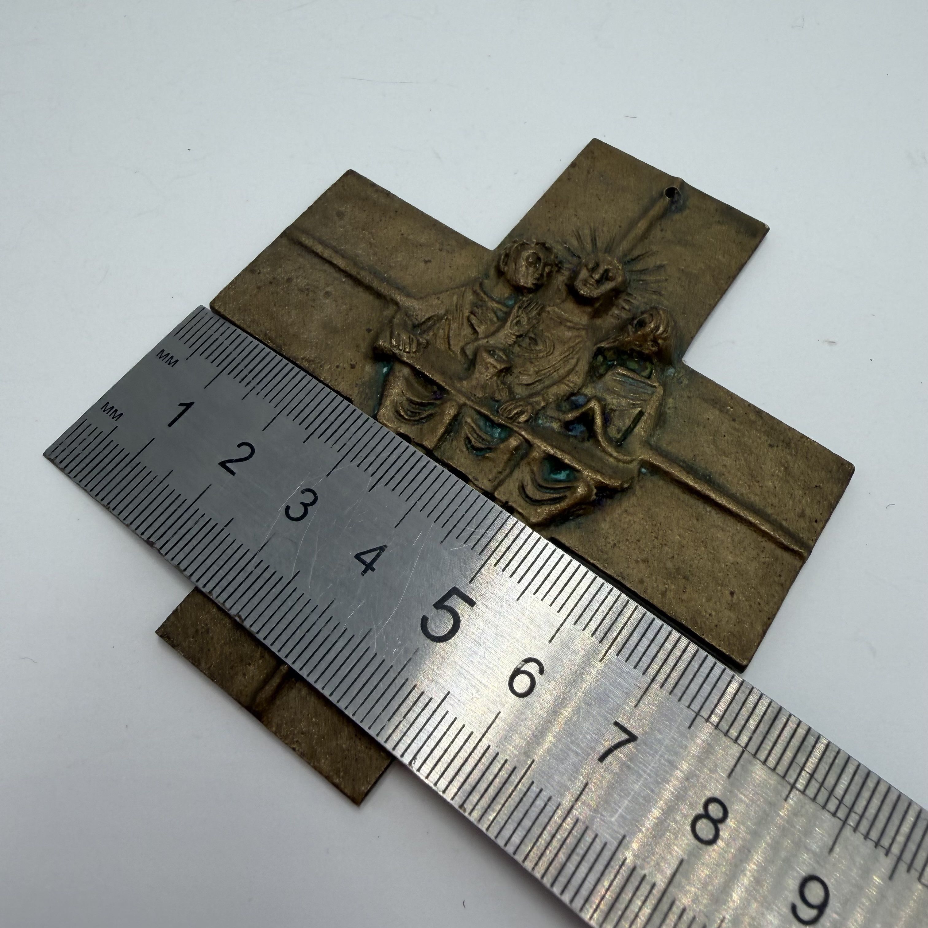 Vintage Vintage Bronze Christian Wall Cross Religious Decor 9.5cm Size ONE SIZE - 2 Thumbnail