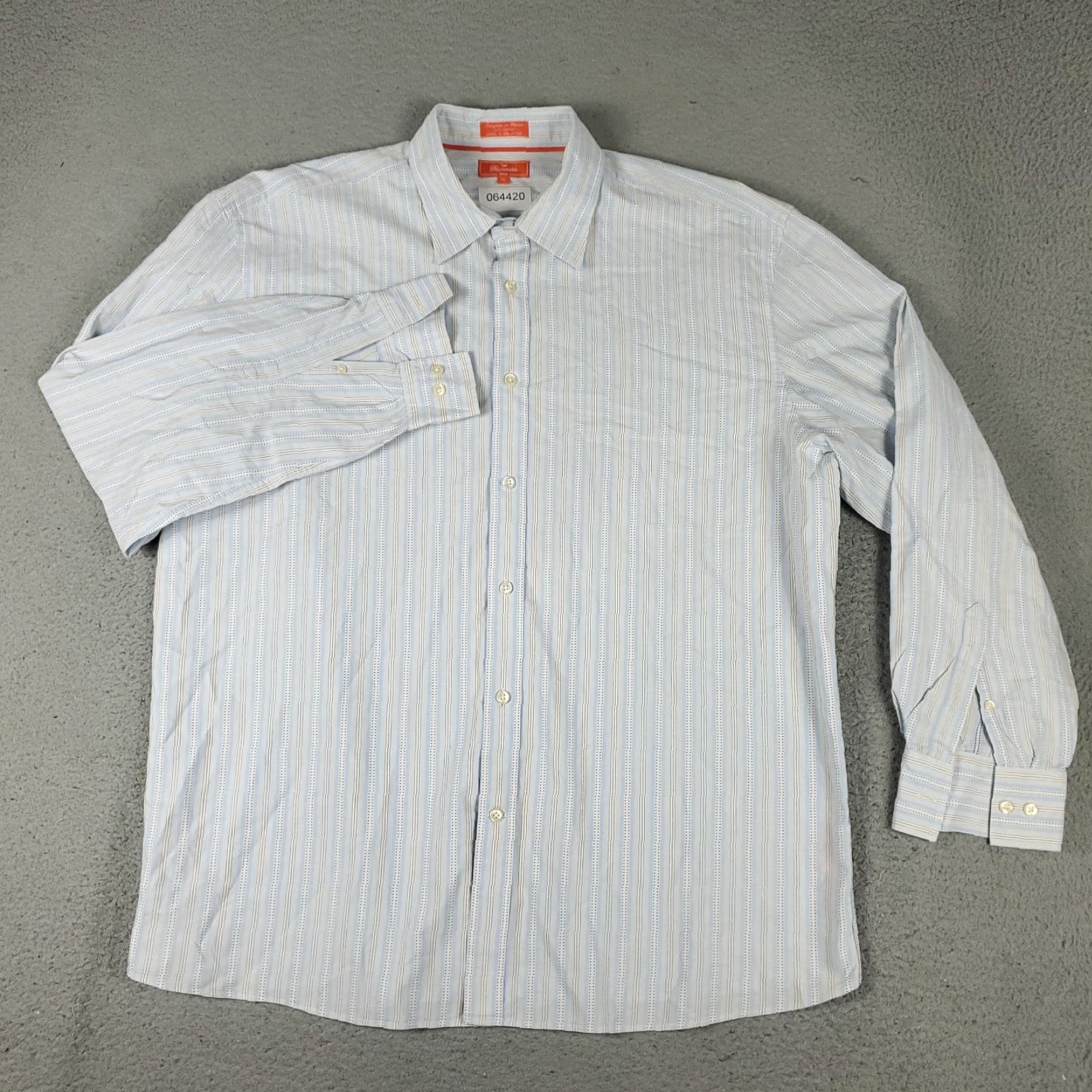 Faconnable Façonnable Shirt Mens XL Blue Striped Button-Up Long Sleeve Casual Button-Front Classic Preppy Mens XL Blue Striped Shirt Size US XL / EU 56 / 4 - 2 Thumbnail