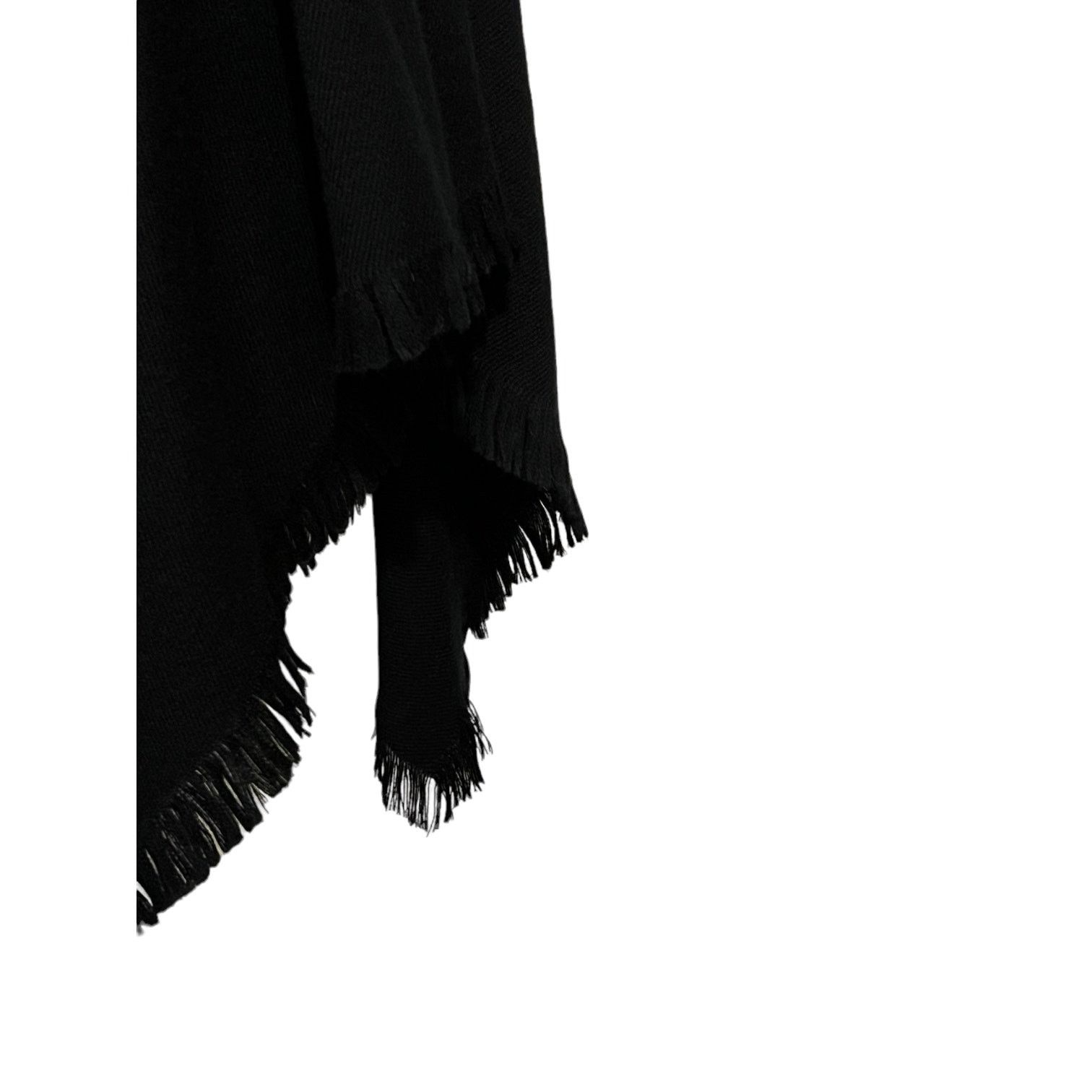 Other Wool Touch Acrylic Basic Black V-Neck Poncho with Fringe Size ONE SIZE - 4 Thumbnail