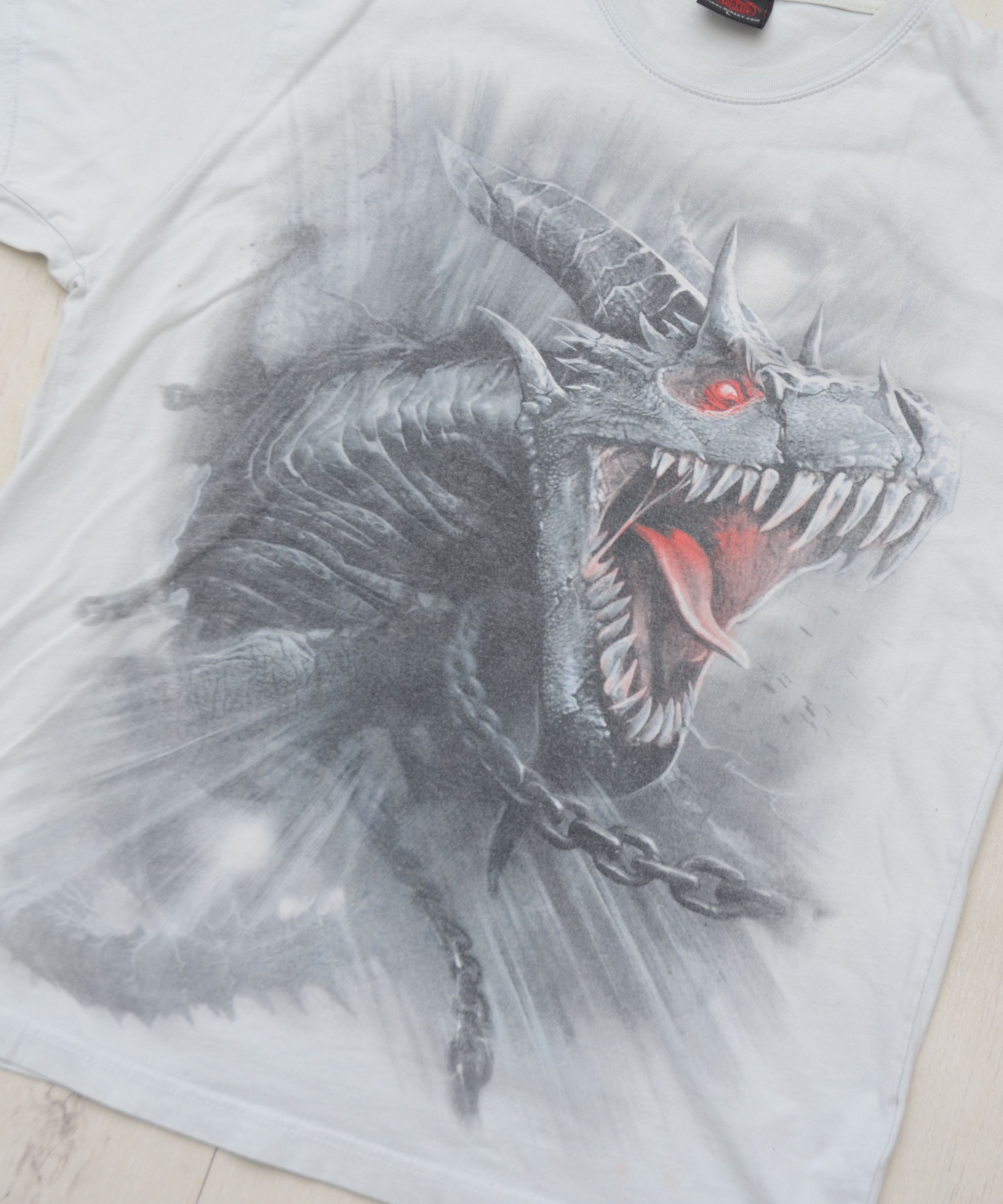 Japanese Brand × Vintage Y2K All Over Print Style Dragon T-Shirt Tee Spiral Direct Size US L / EU 52-54 / 3 - 6 Thumbnail