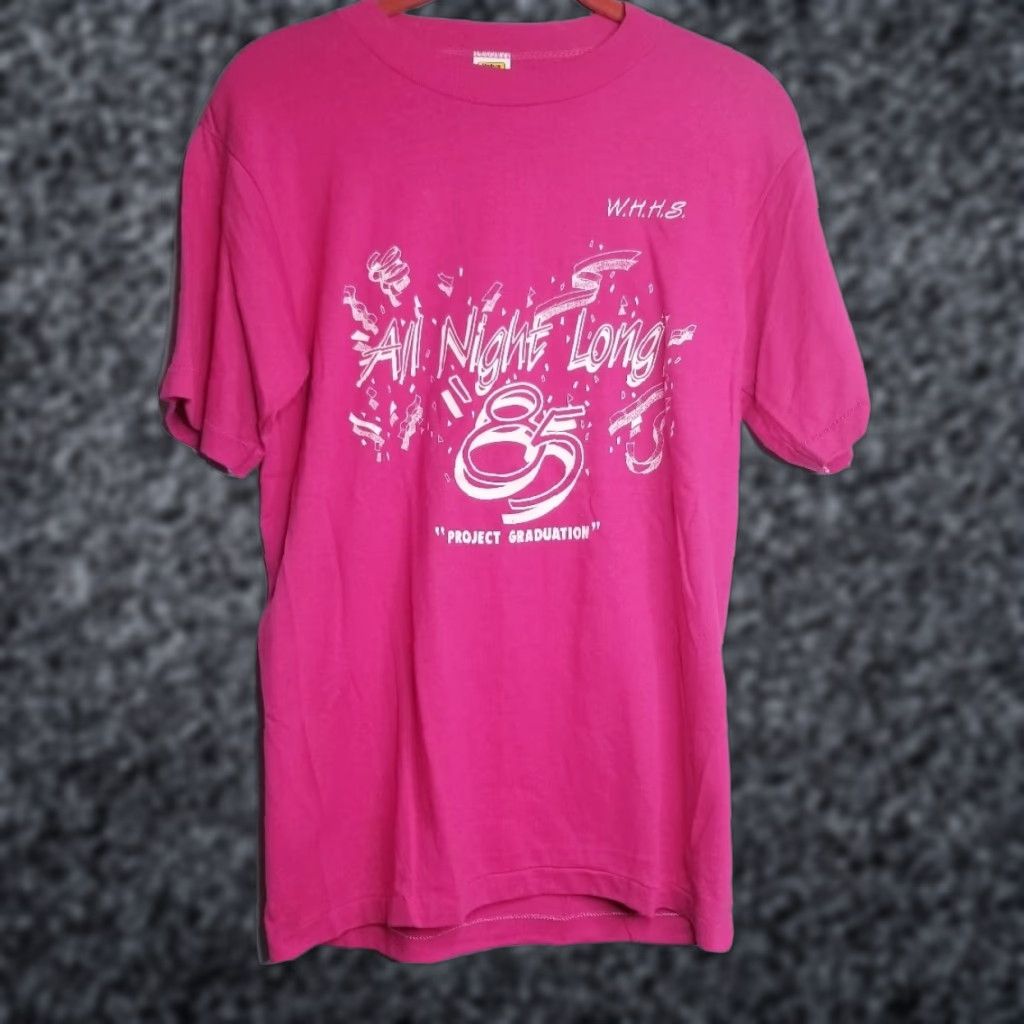 80s VTG Mens M All Night Long Project Graduation 1985 T Shirt Winter Haven High