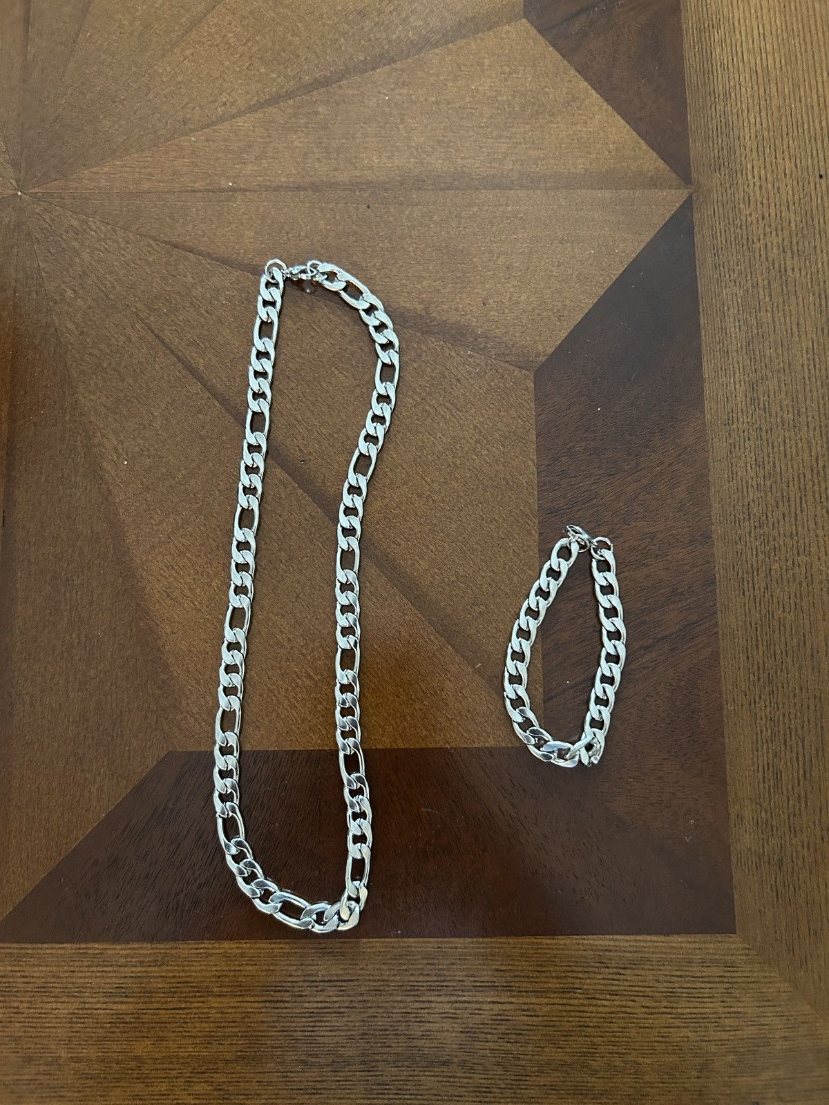 Other Silver Figaro Chain Necklace and Bracelet Set Size ONE SIZE - 1 Preview