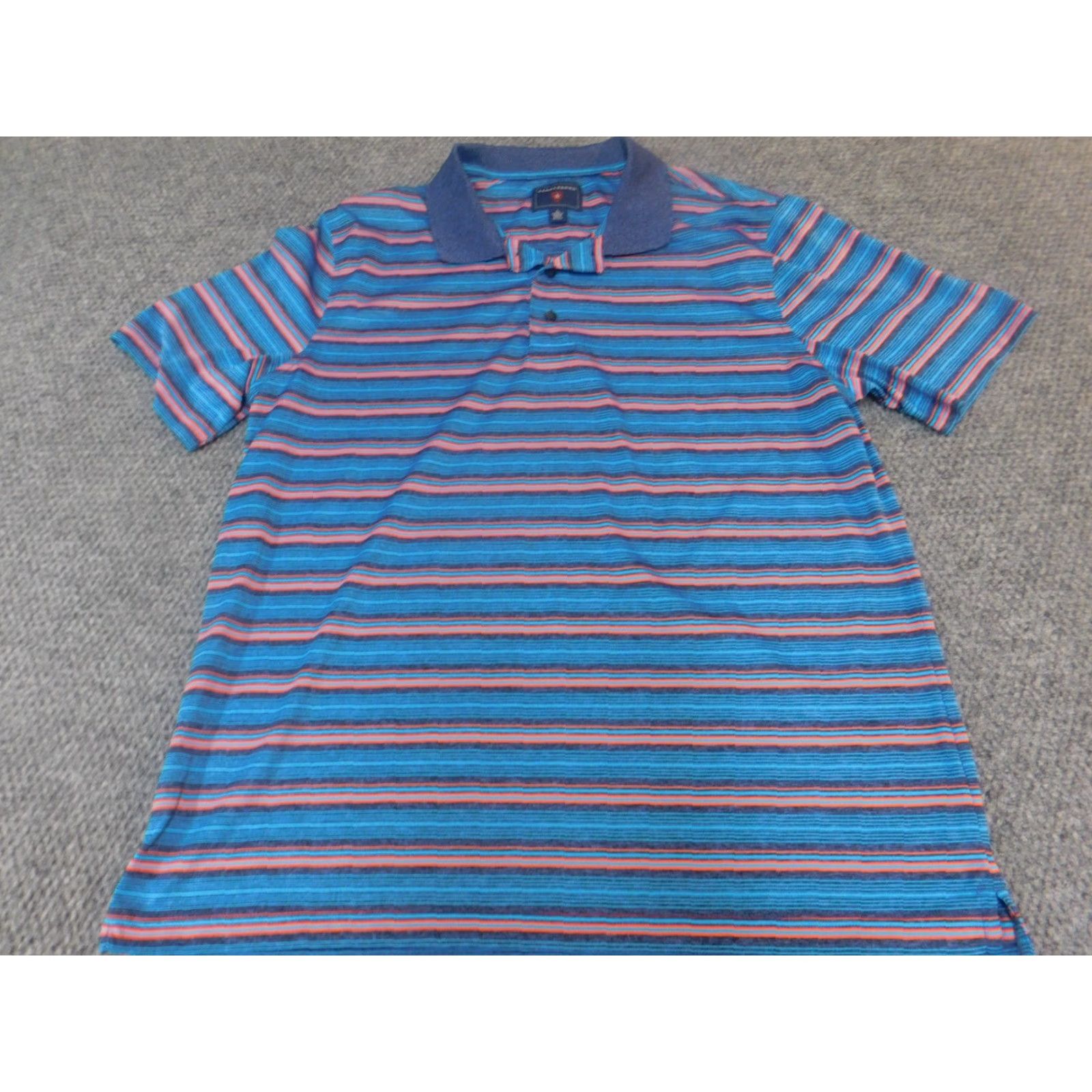 Vintage Saddlebred Polo Shirt Striped Blue L Mens Polo Comfortable Flex Breathable Short Sleeve Size US L / EU 52-54 / 3 - 2 Thumbnail