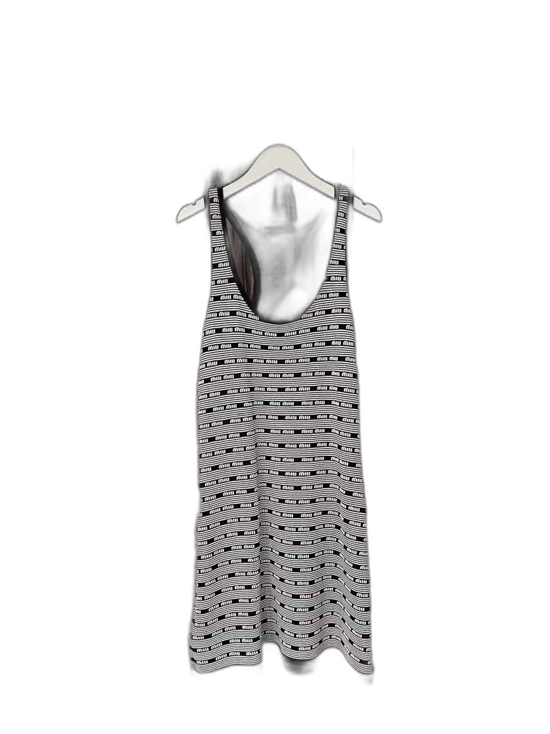 MiuMiu Black and White Striped Tank Dress