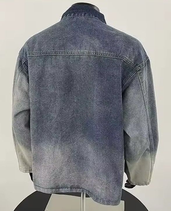 Japanese Brand Lapel Collar Button Mandarin Denim Jacket Size US XXL / EU 58 / 5 - 4 Thumbnail