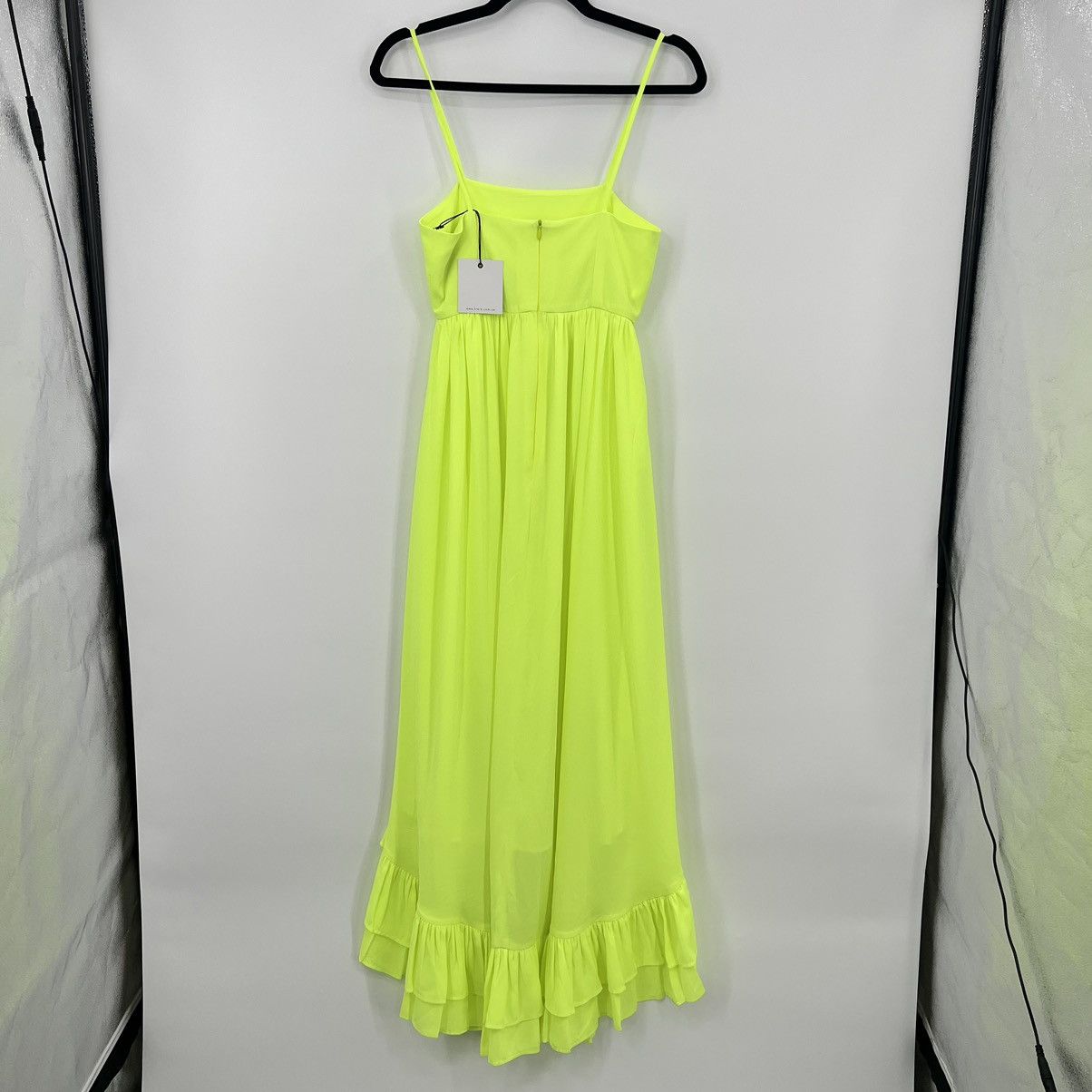 Designer NWT Kleid For Her Neon Yellow High Low Asymmetrical Size XS / US 0-2 / IT 36-38 - 2 Thumbnail