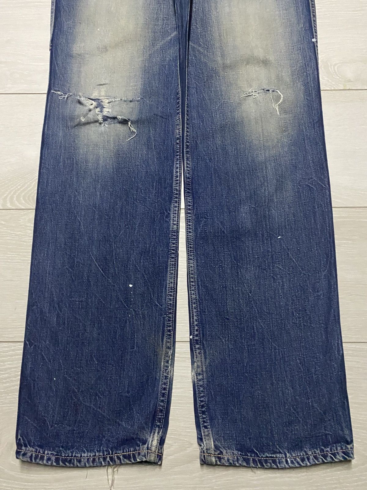 Lee Vintage Lee Union Made Blue Wash Paint Splatter Loose Jeans Size US 31 - 5 Thumbnail