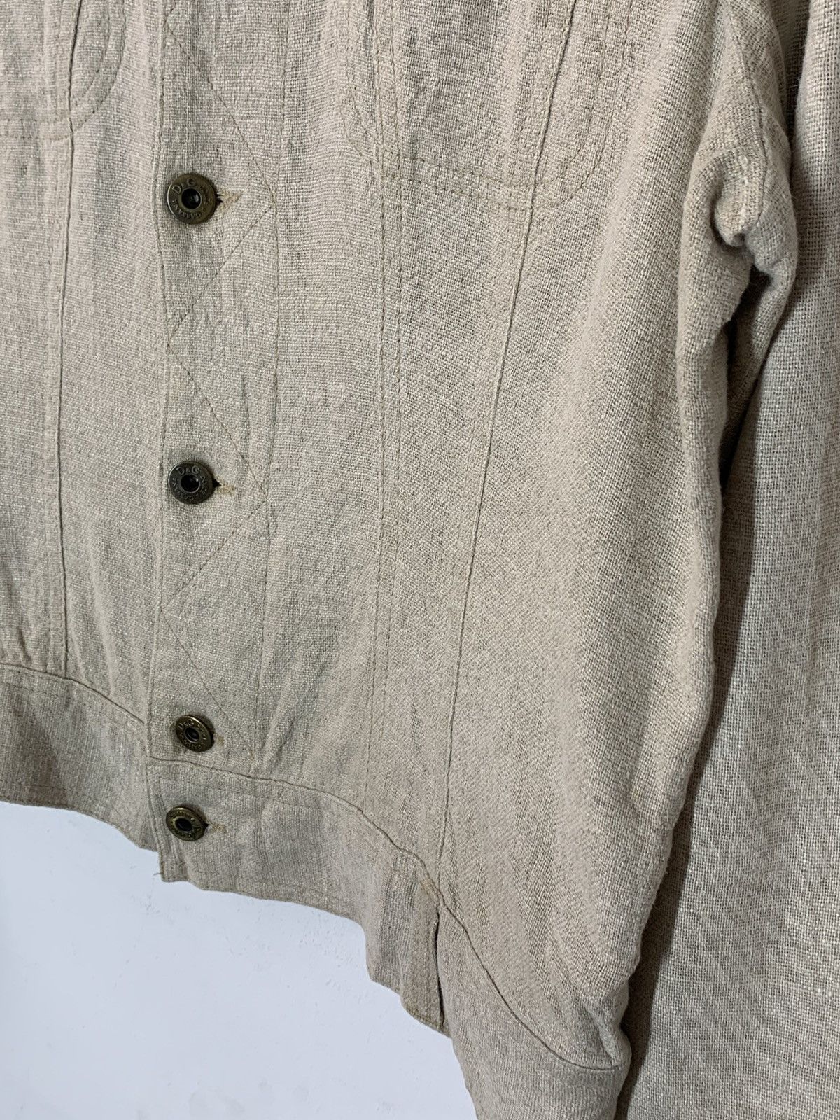 Dolce & Gabbana 2000’s DOLCE & GABBANA BEIGE LINEN TRUCKER JACKET Size US S / EU 44-46 / 1 - 6 Thumbnail
