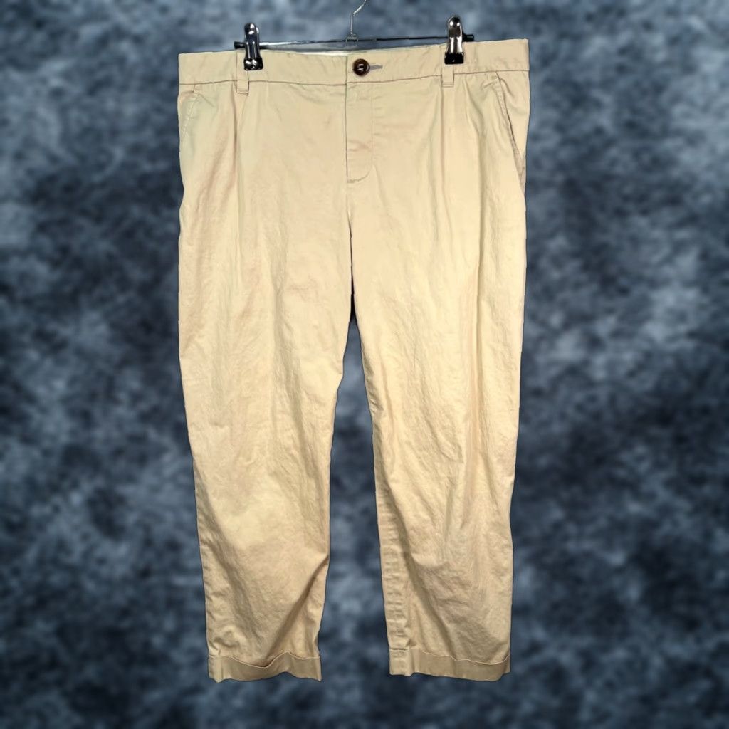 J Brand J Brand Womens Pants Cropped Straight-Leg Beige 8 Cotton Blend 24in Inseam Knit Front Flat Front Regular M Size 30" / US 8 / IT 44 - 1 Thumbnail