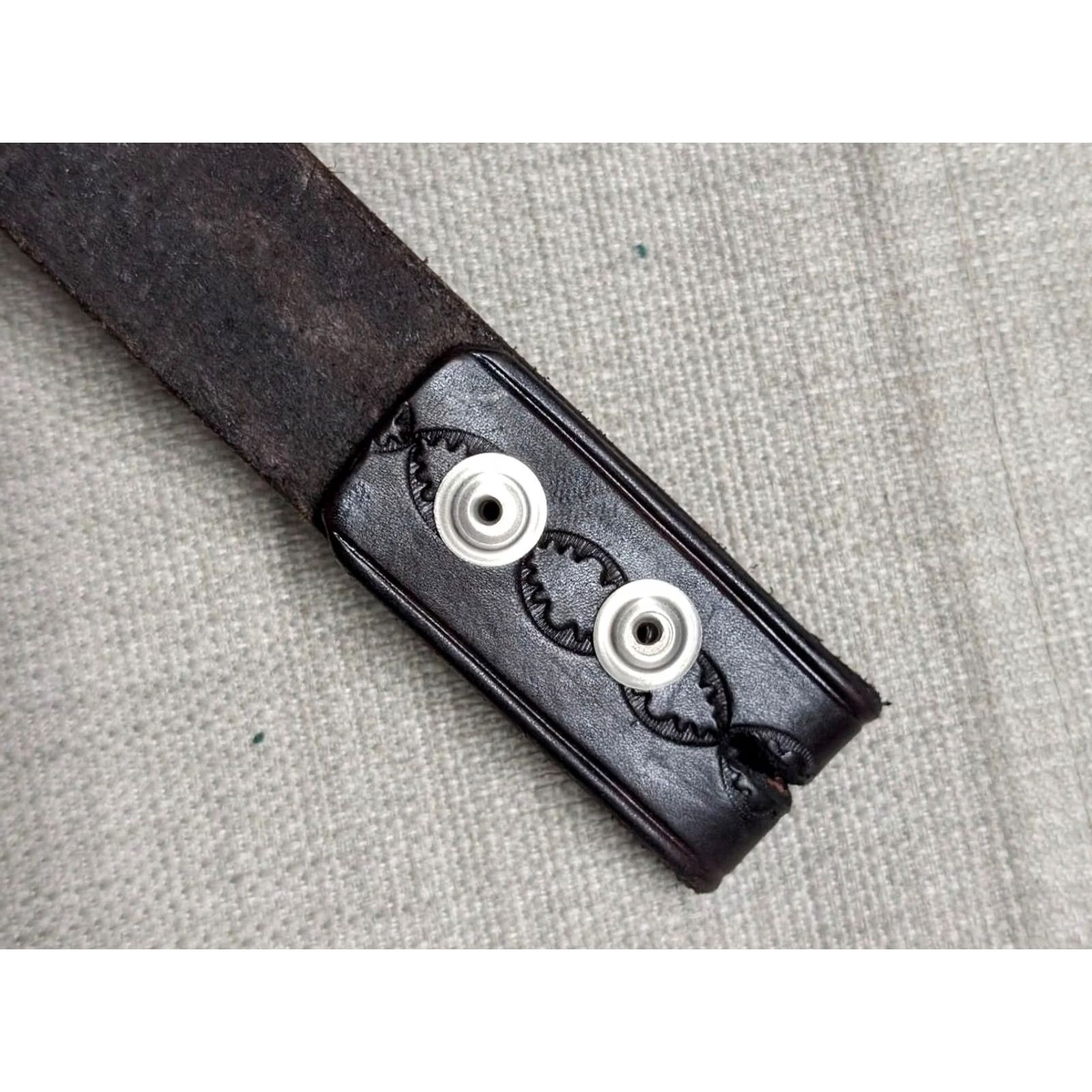 Vintage VINTAGE WESTERN leather Belt 40 brown GEOMETRIC COWBOY handcrafted TOOLED buckle Size 40 - 5 Thumbnail