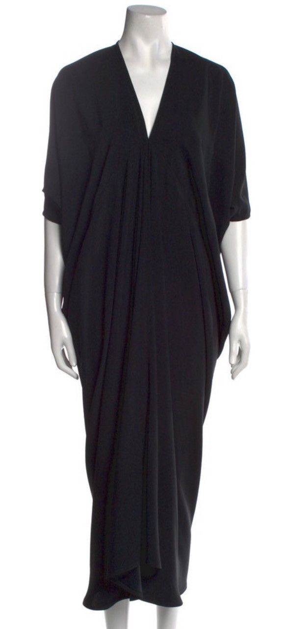 100% SILK evening draped long tunic dress M L XL 38 - 48- 50
