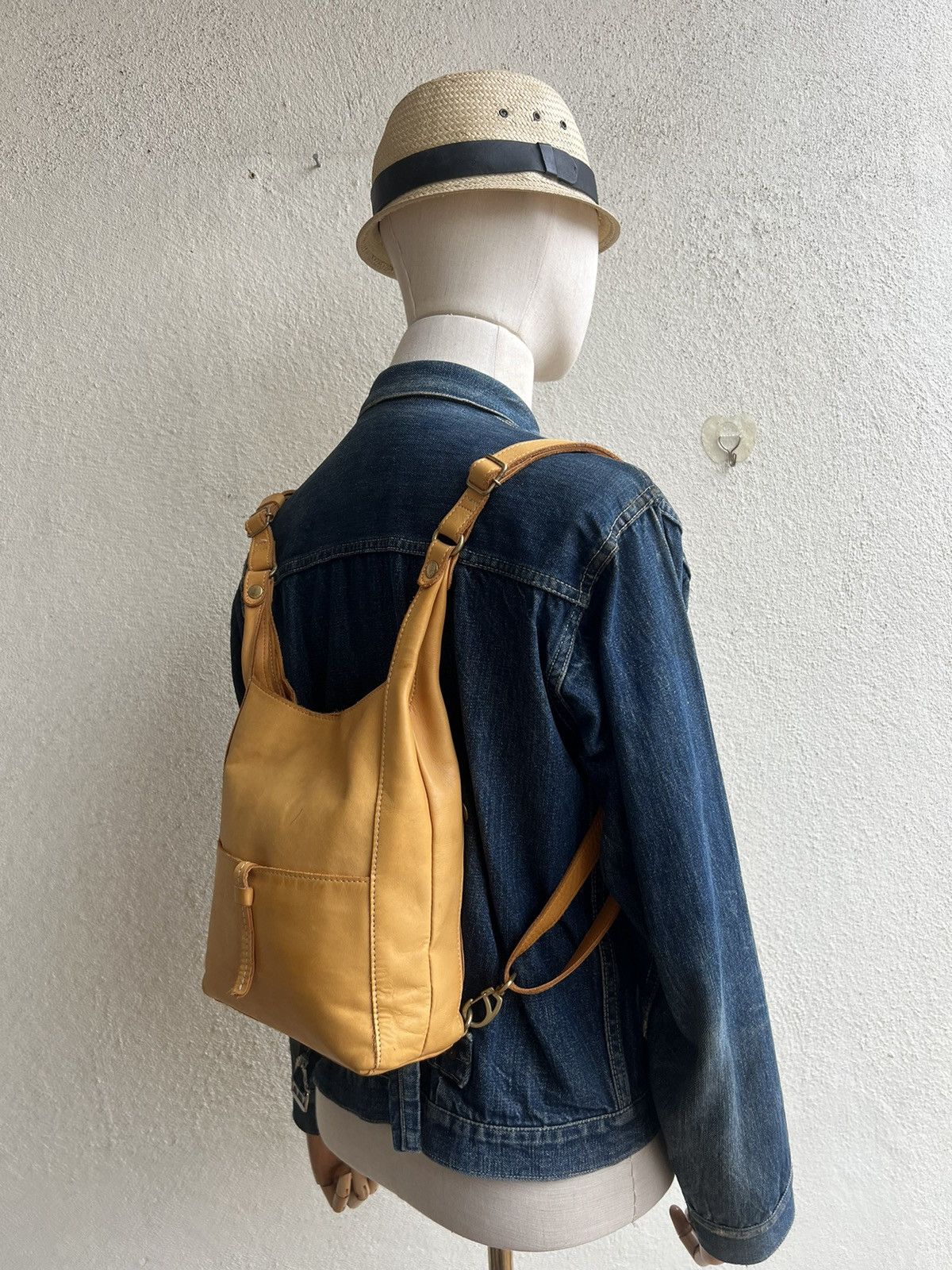 Leather Kissora Japan Fade Patina Leather Mini Backpack Bag Rucksack Size ONE SIZE - 4 Thumbnail