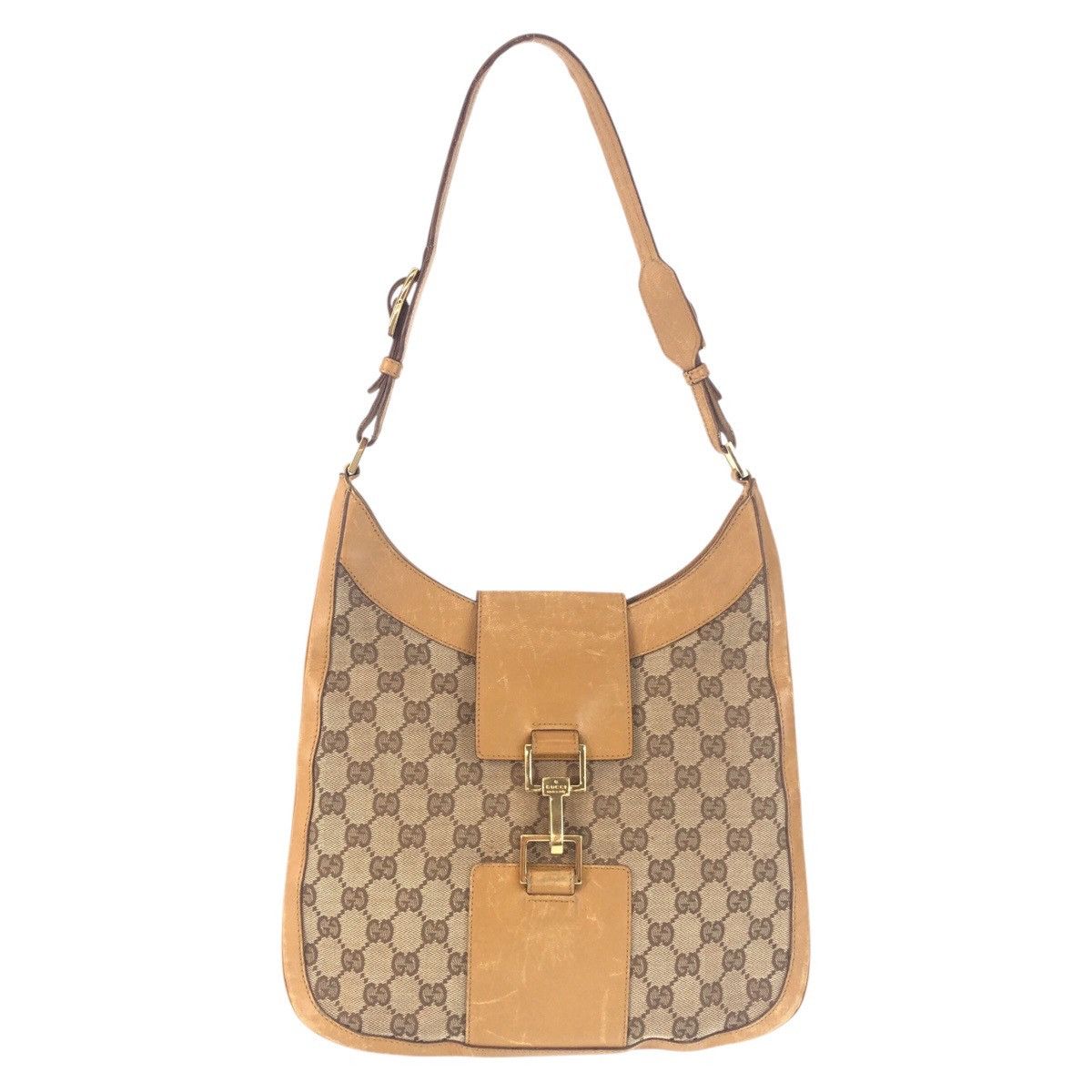 Gucci Gucci GG Canvas Leather Shoulder Bag Textile Shoulder Bag 0014129 Duty Free For Usa in Beige, Women's
