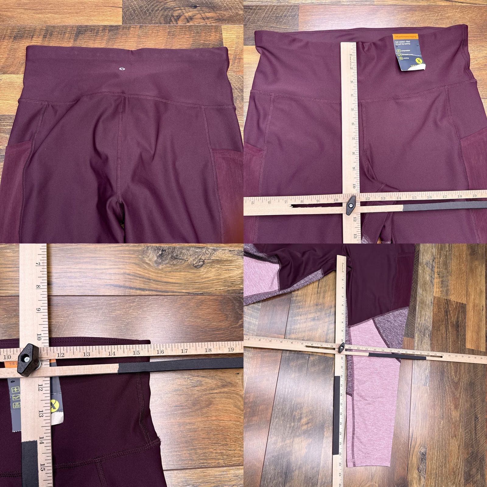 Vintage Xersion Leggings Womens L Burgundy Stretch New Tapered Leg Athletic Activewear Moisture Wicking Polyester Spandex Size 36" / US 14 / IT 50 - 8 Thumbnail