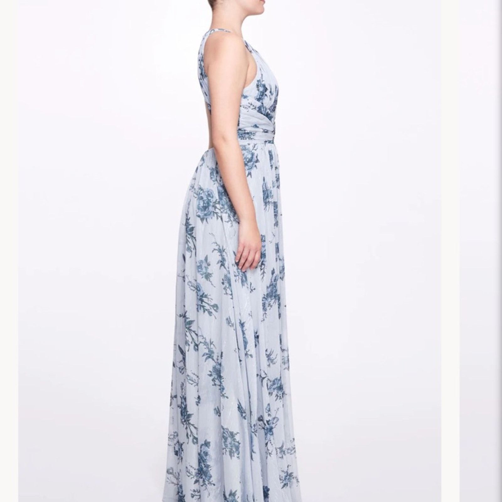 Marchesa Marchesa Notte $395 Carrara Blue Bridesmaid Floral Gown 6 Size M / US 6-8 / IT 42-44 - 10 Thumbnail