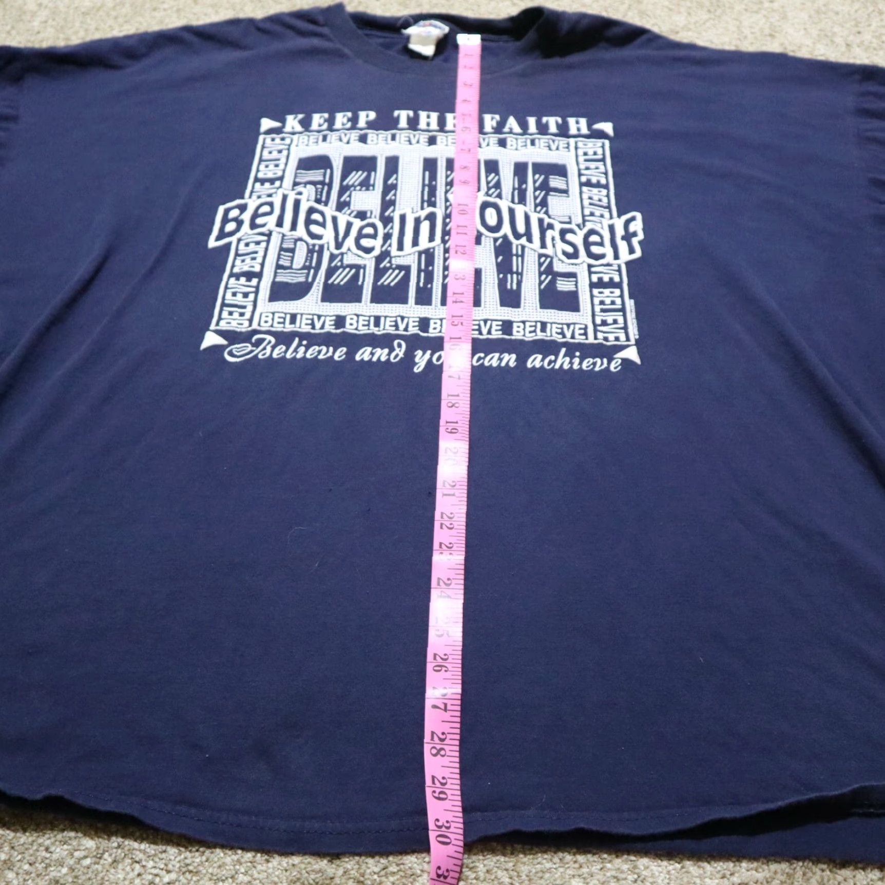 Vintage Vintage Christian Faith T-Shirt Men 4XL Believe In Yourself Cotton Casual Short Sleeve Blue Size US XXL / EU 58 / 5 - 6 Thumbnail