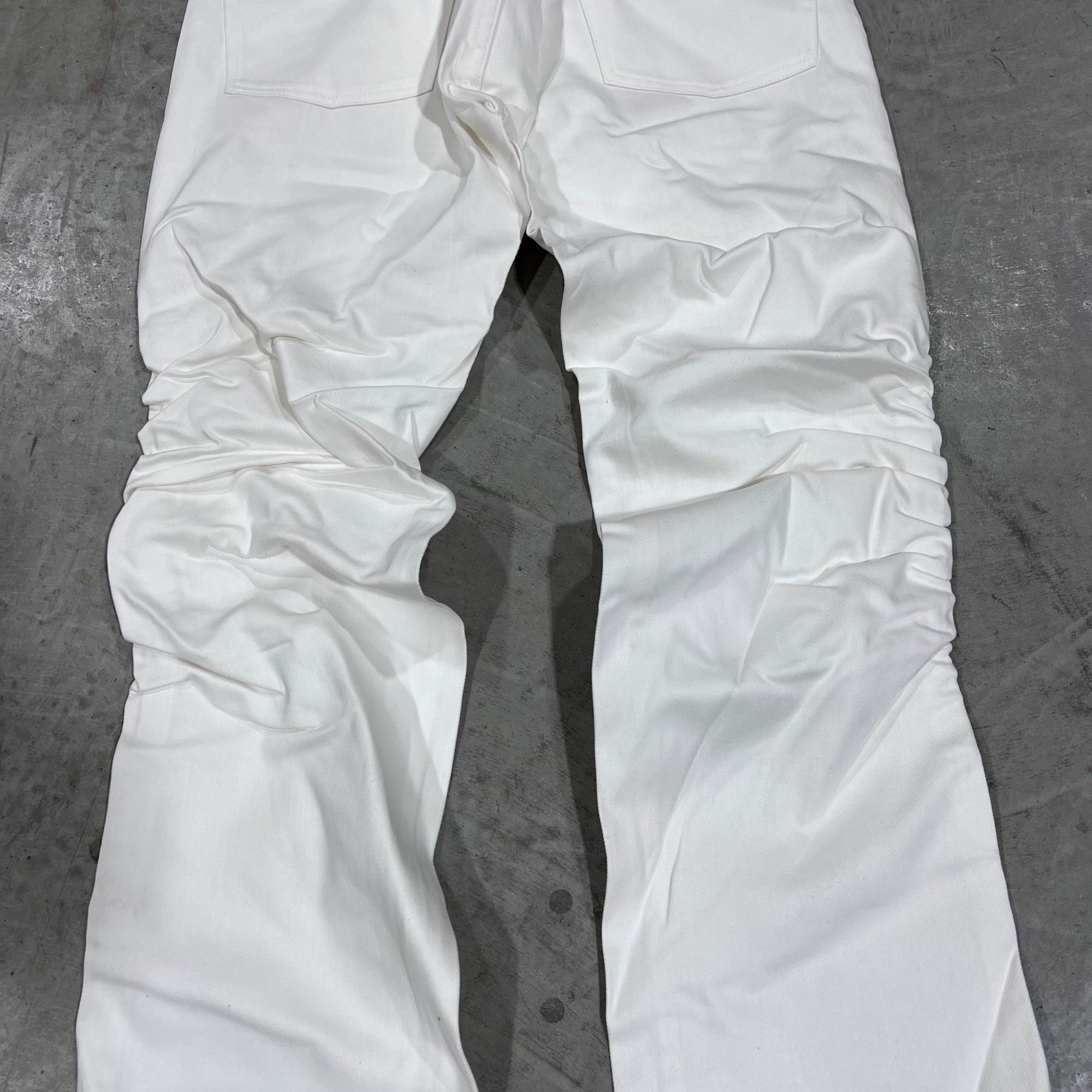 Vlone NEW VLONE WHITE STACKED JEANS SZ LARGE Size US 33 - 12 Thumbnail