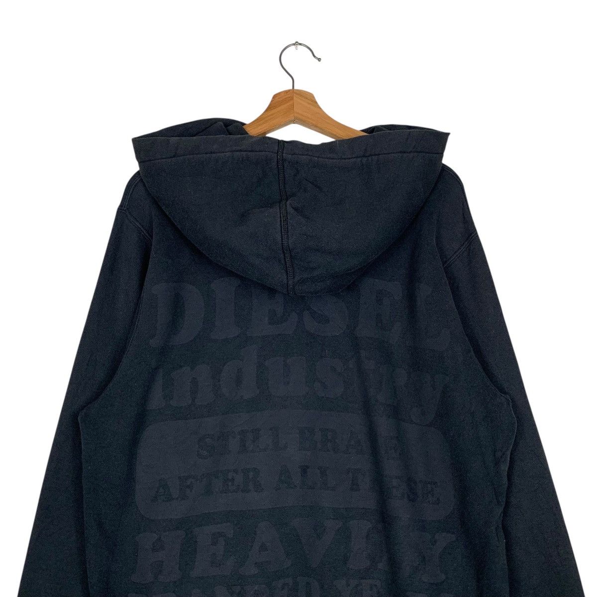 Diesel DIESEL All Black Big Logo Pullover Hoodies #1485-C67 Size US L / EU 52-54 / 3 - 2 Thumbnail
