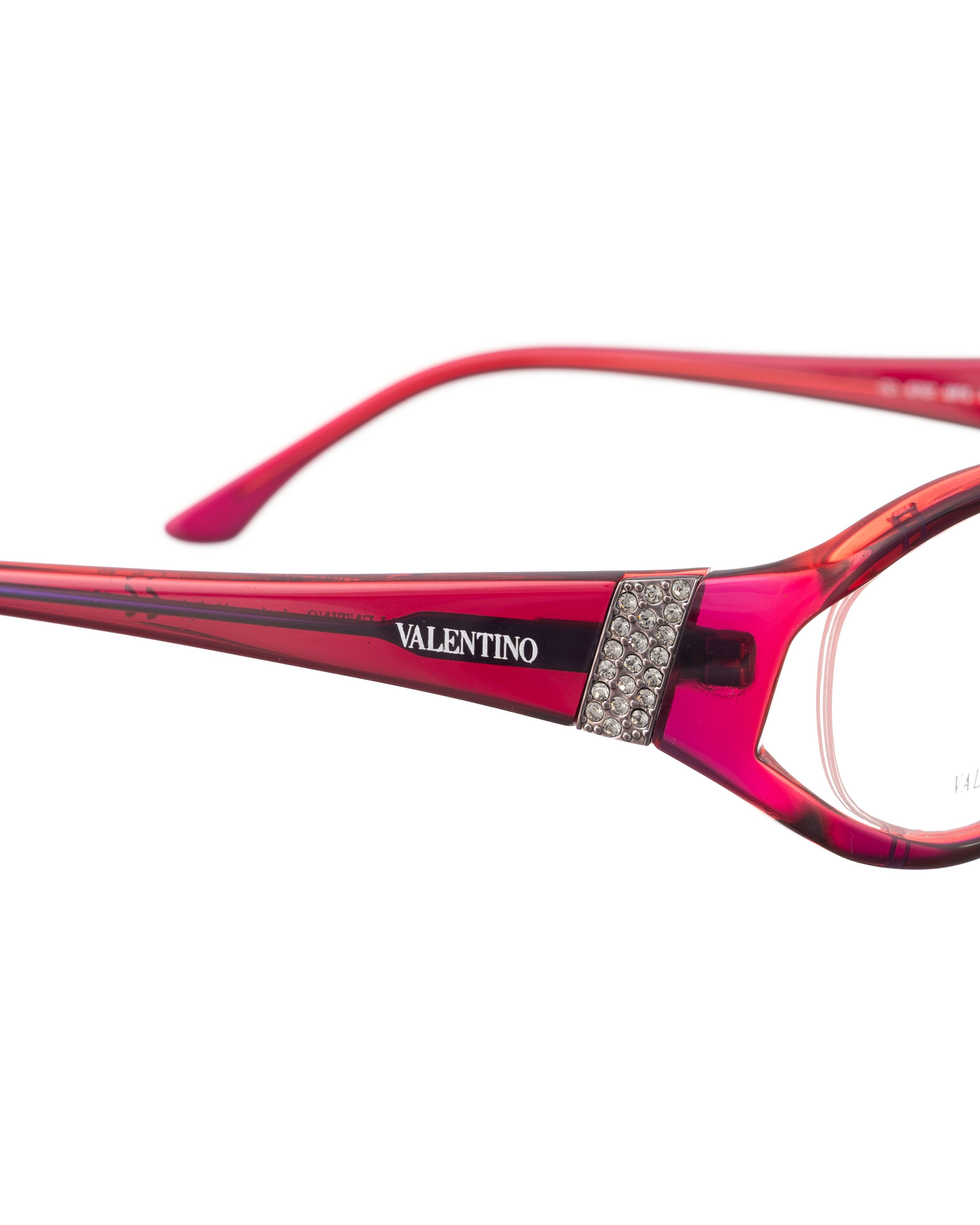 Valentino Valentino 00s Burgundy Oval Glasses with Rhinestones Size ONE SIZE - 3 Thumbnail