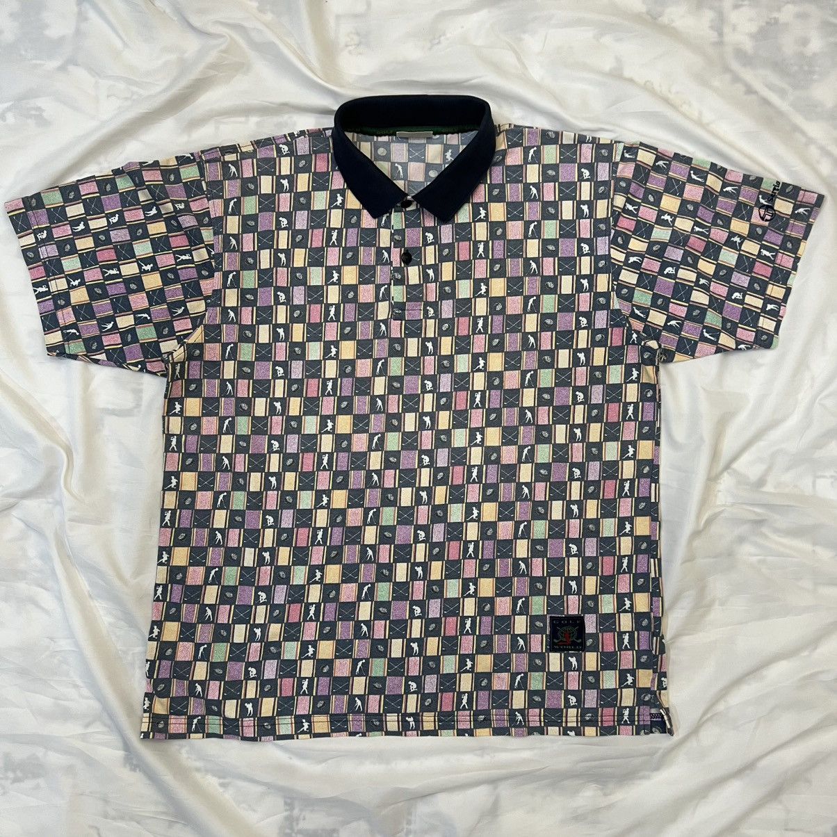 Sergio Tacchini "Golf World" All-Over Print Polo Shirt - Men's [XL] Size US XL / EU 56 / 4 - 1 Thumbnail
