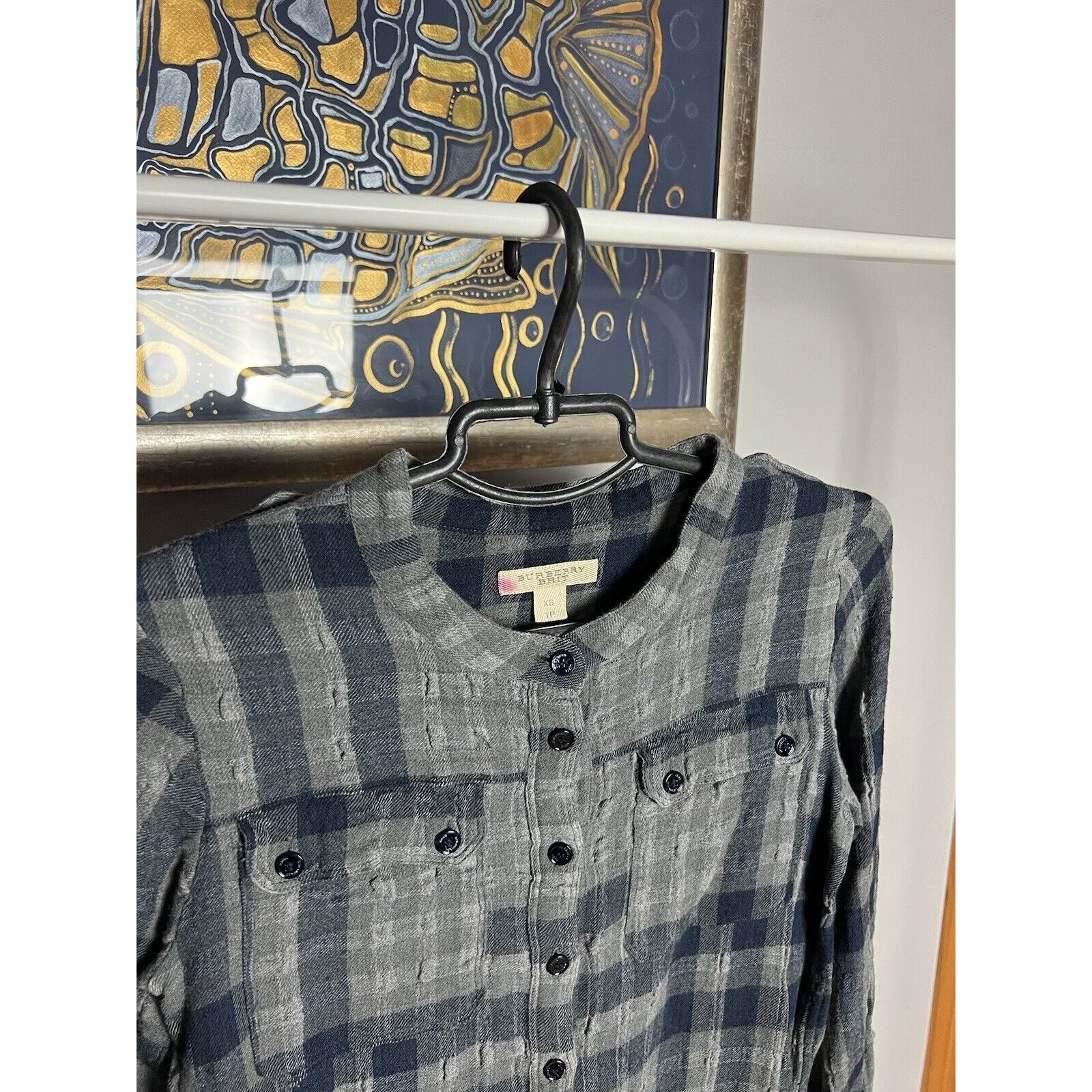 Burberry Burberry Nova Check Print Light Blue Women`s Wool Tunic Shir Size XS / US 0-2 / IT 36-38 - 6 Thumbnail