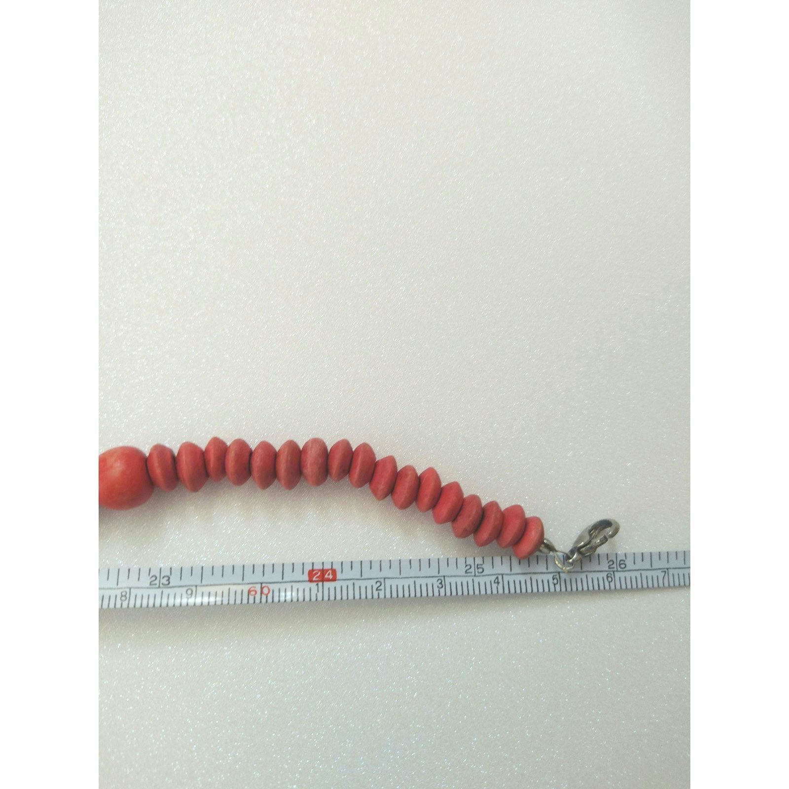 The Unbranded Brand Vintage Boho Statement Necklace Red Wooden Beads 26" Size ONE SIZE - 3 Thumbnail