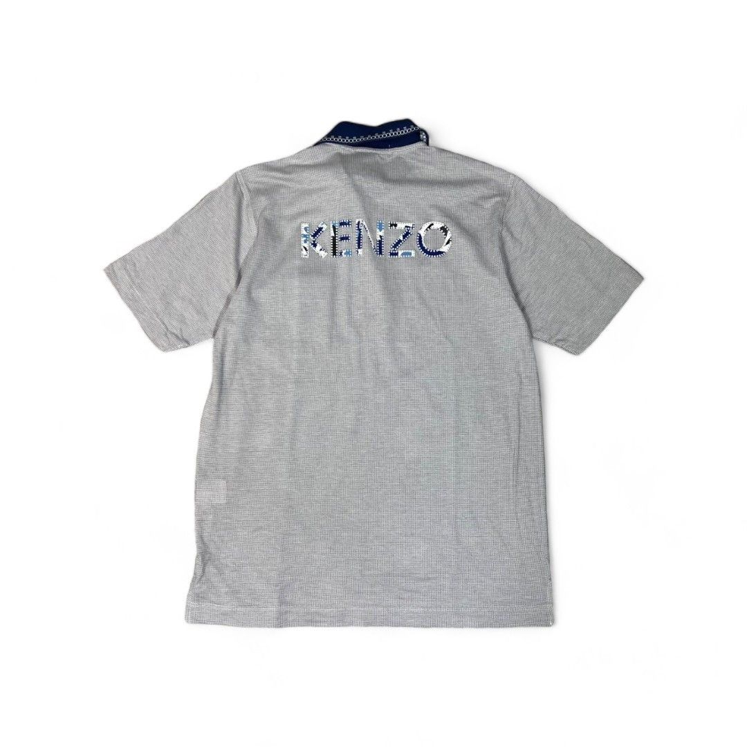 image of Kenzo - XL Vintage Polo Golf Shirt Grey Light Blue Monogram, Men's