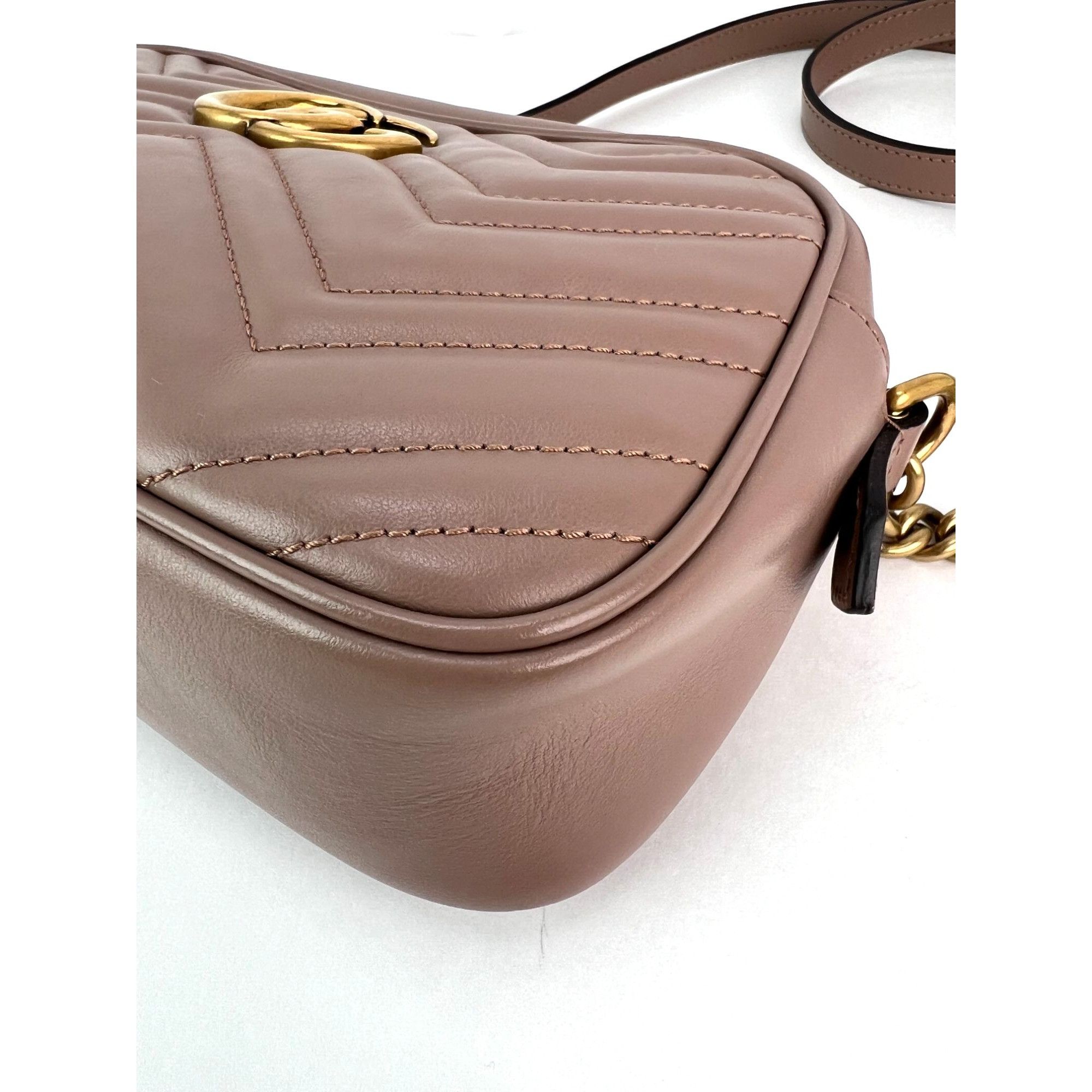 Gucci Gucci GG Marmont Small Chain Beige Matelasse Leather Crossbo Size ONE SIZE - 15 Thumbnail