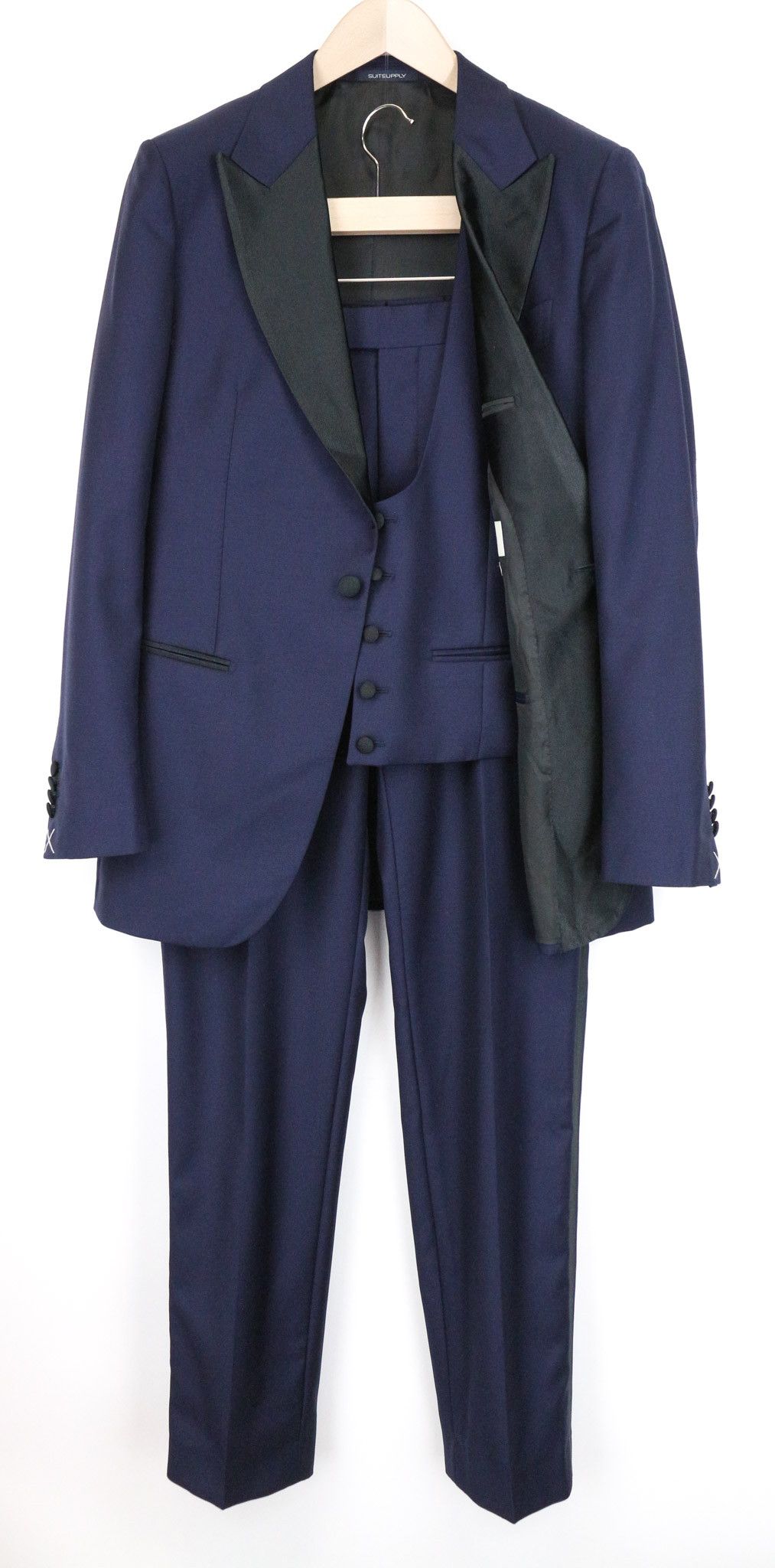 Suitsupply LAZIO TUX UK36R Navy Wool S130s 3Pc Suit 75155 Size 36R - 1 Thumbnail