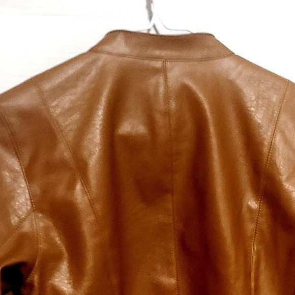 Calvin Klein Womens Camel Faux Leather Moto Jacket With Zipper Details By Size M / US 6-8 / IT 42-44 - 5 Thumbnail