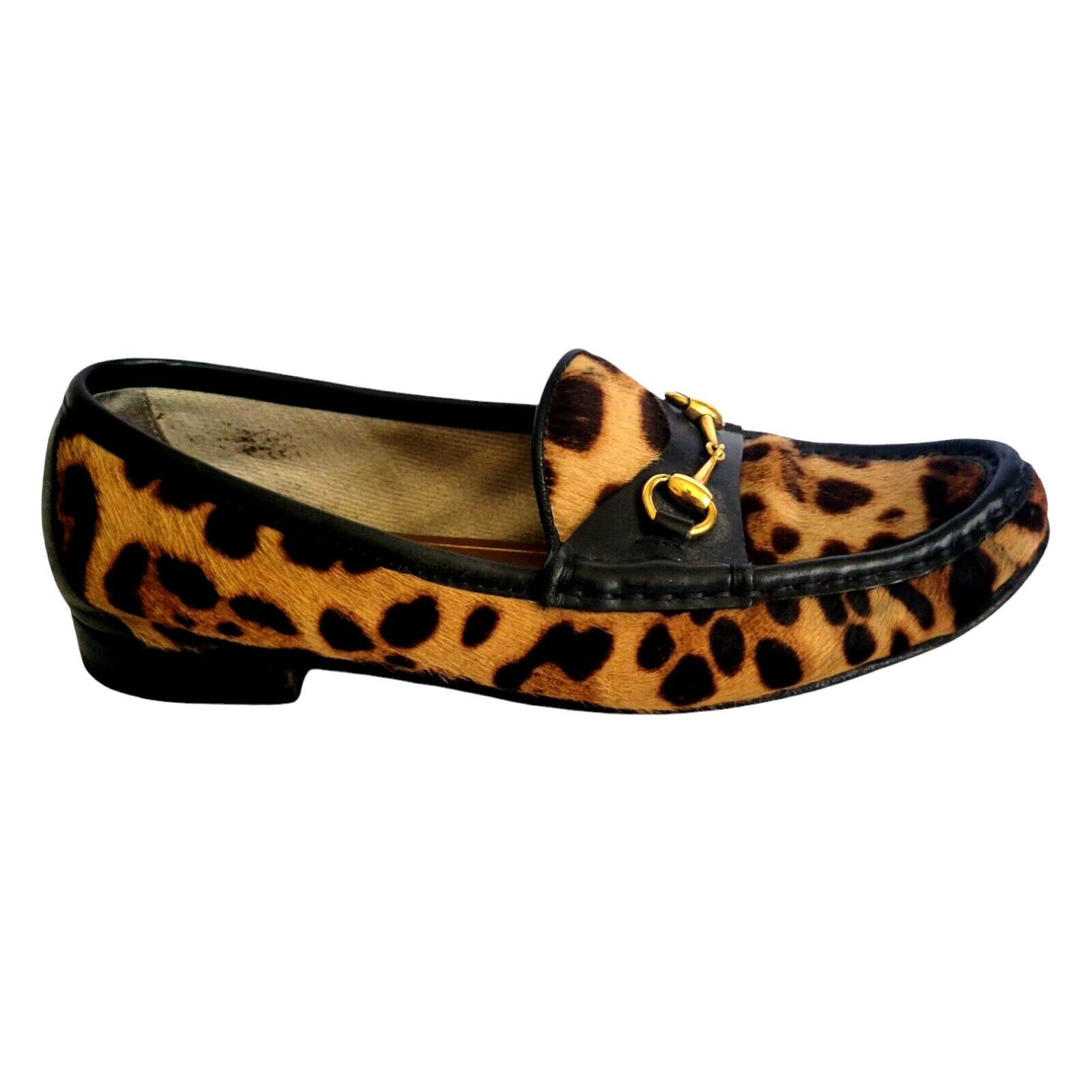 Gucci GUCCI Black Brown Calf Hair Animal Print Loafers Made Italy Size US 5.5 / IT 35.5 - 1 Thumbnail