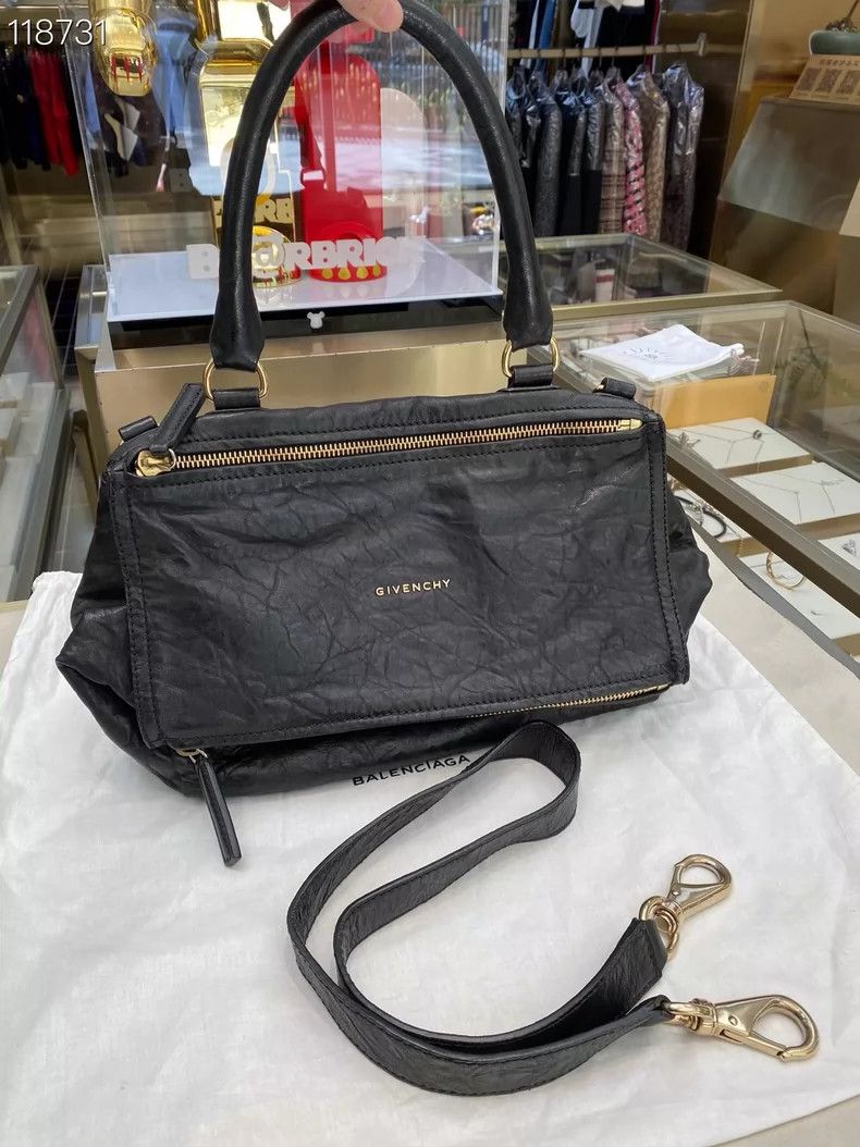 Givenchy Givenchy 077866v248 Black Leather Wrinkled Old Pandora Box Size ONE SIZE - 1 Thumbnail