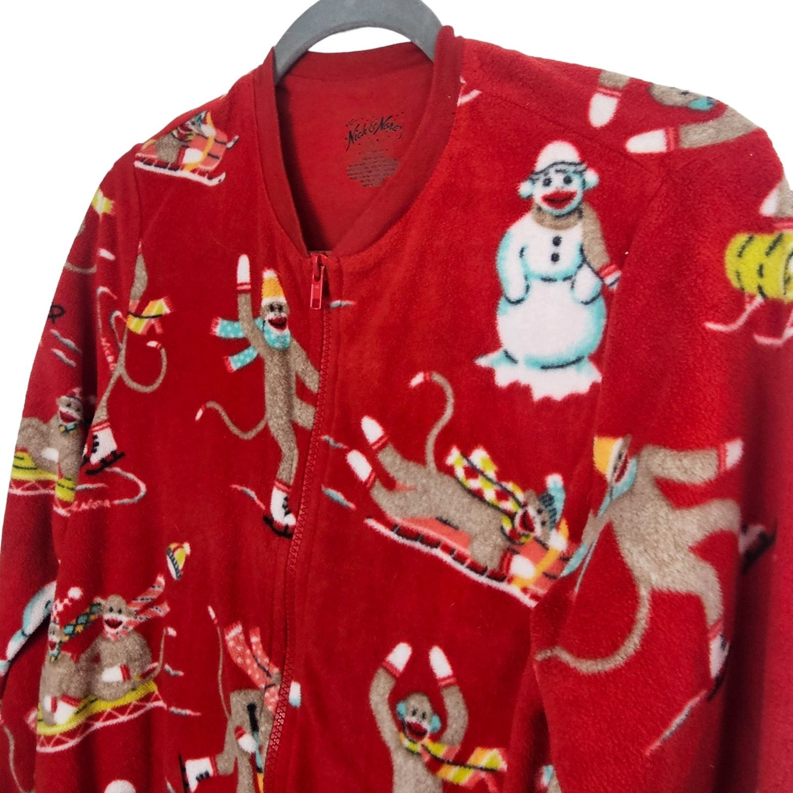 Nickelodeon Nick & Nora Womens Sledding Monkeys 1Pc Fleece Pajamas Sz S Size 38" / US 16 / IT 52 - 7 Thumbnail