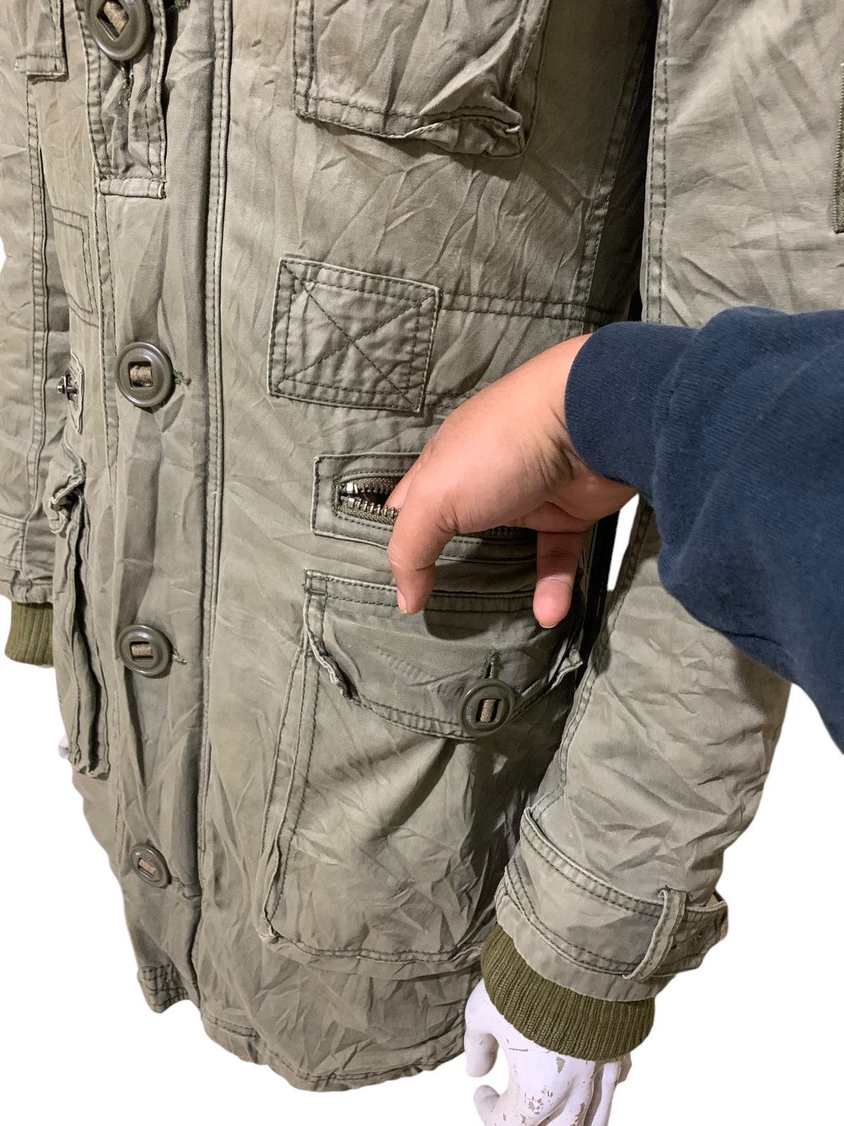 If Six Was Nine OG Moussy raccoon fur cargo military jacket GOA style Size US M / EU 48-50 / 2 - 4 Thumbnail