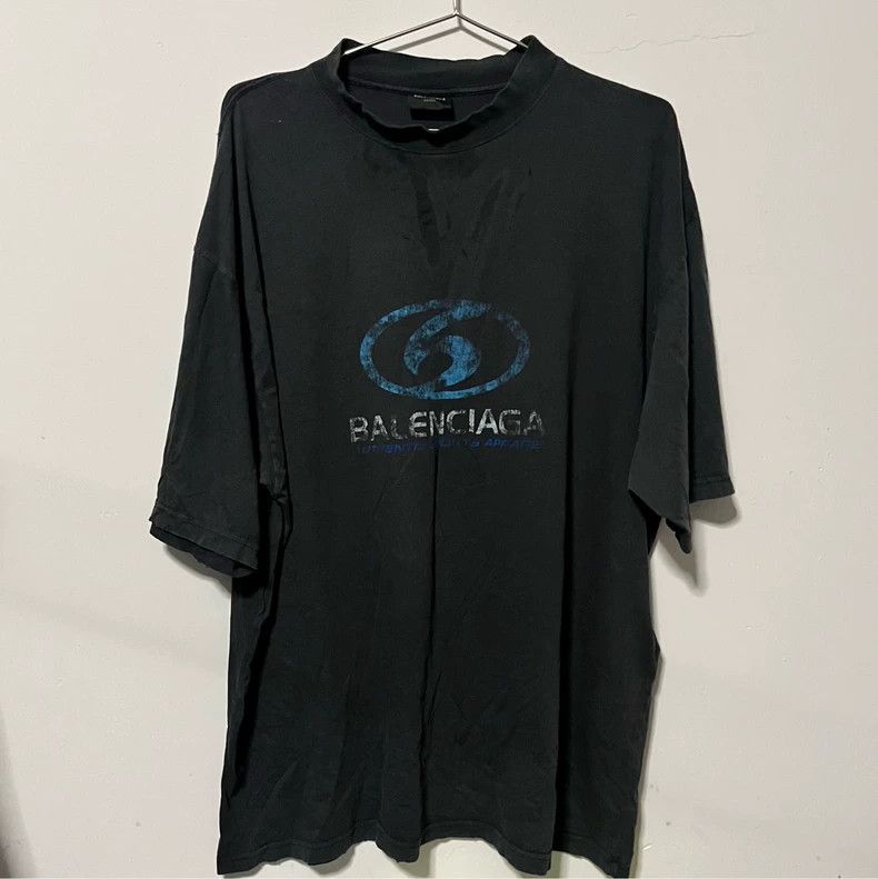 Balenciaga Balenciaga Washed Black Blurred Wave Swivel Short Sleeve Size US L / EU 52-54 / 3 - 2 Thumbnail