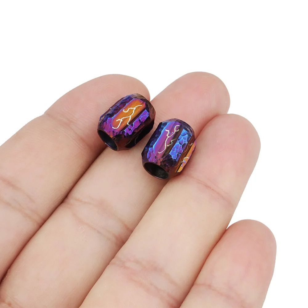 Handmade Crater Engraving Titanium Knife Beads Paracord Bead Size ONE SIZE - 5 Thumbnail